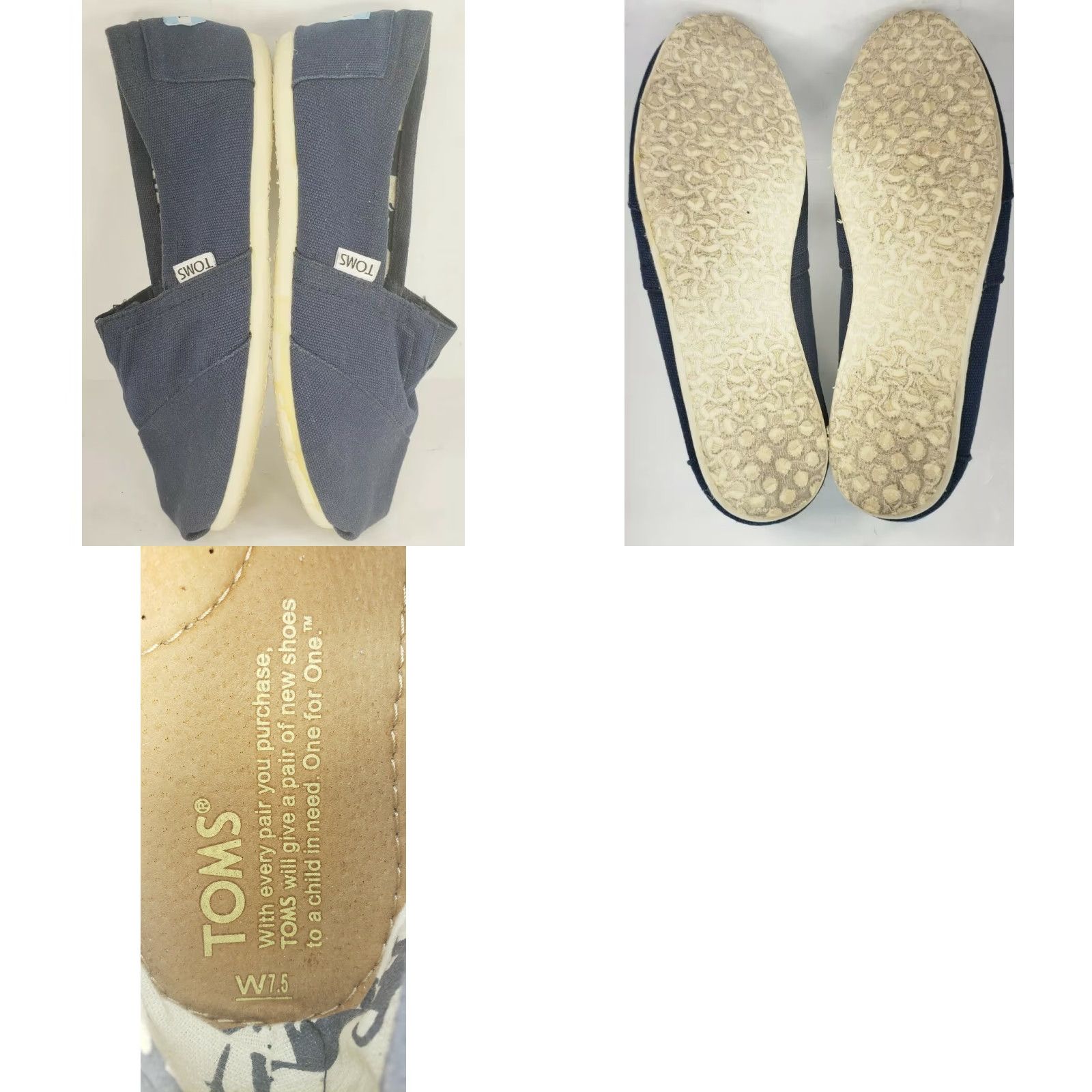 Vintage Tom's Women's Classics Navy Canvas Flats Size US 7.5 Venice Collection Flat Shoes Slips On Casual Size US 8 / IT 38 - 8 Thumbnail