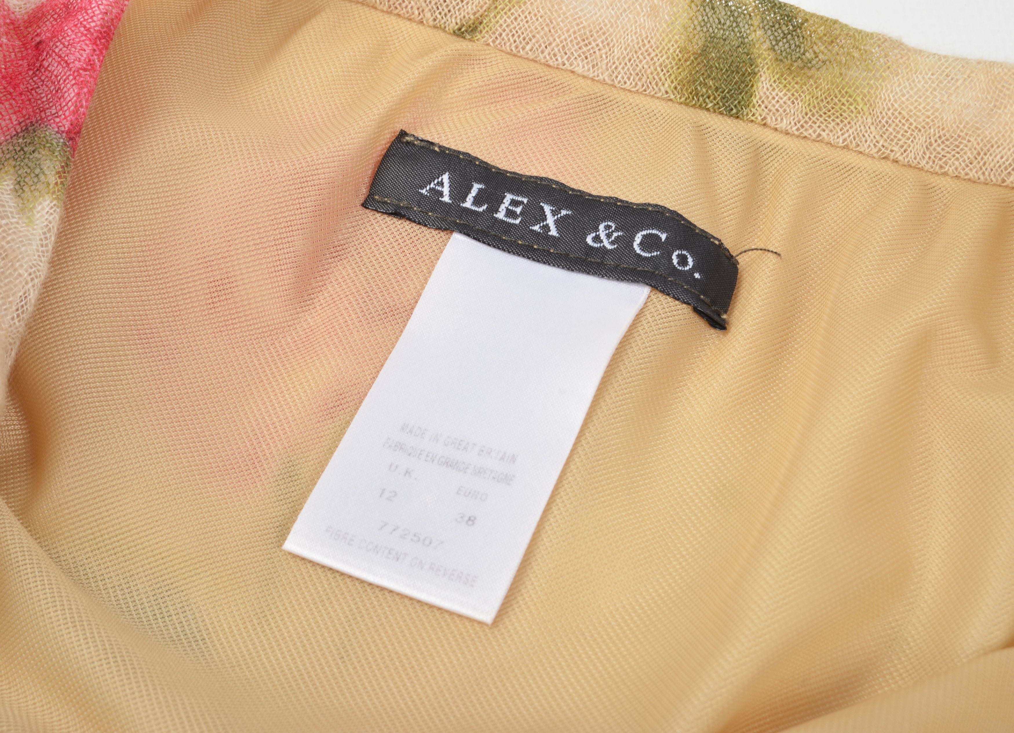 Other Vintage Alex & Co Y2K Linen Floral 100% Linen Mermaid Skirt Size 28" / US 6 / IT 42 - 8 Thumbnail