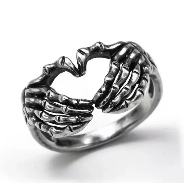 Jewelry Silver Plated Hand Heart Ring (Size 5-11) Size ONE SIZE - 1 Thumbnail