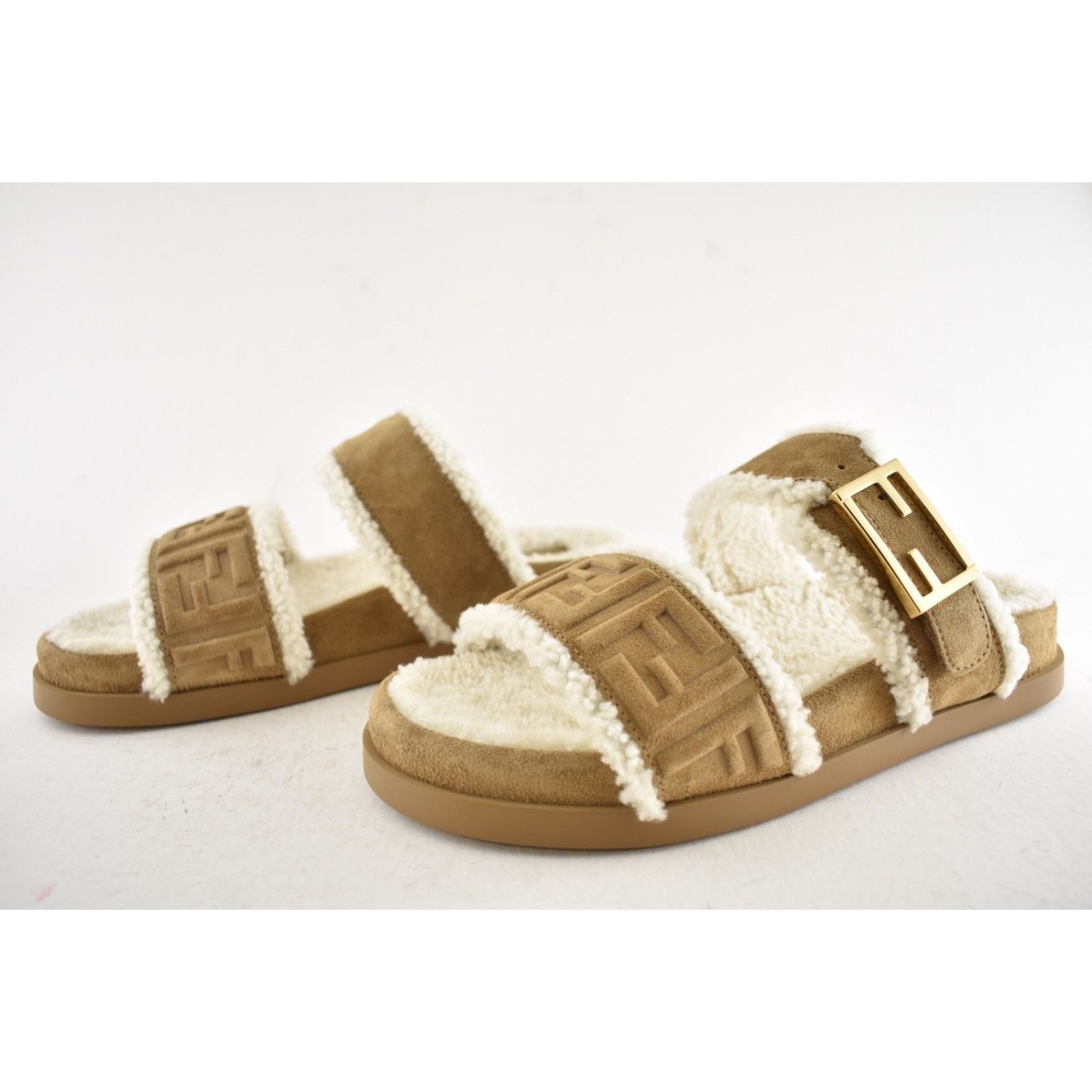 Fendi Fendi Feel Slide Shearling Fur Bronze Monogram Sandal 37 Size US 7 / IT 37 - 16 Thumbnail