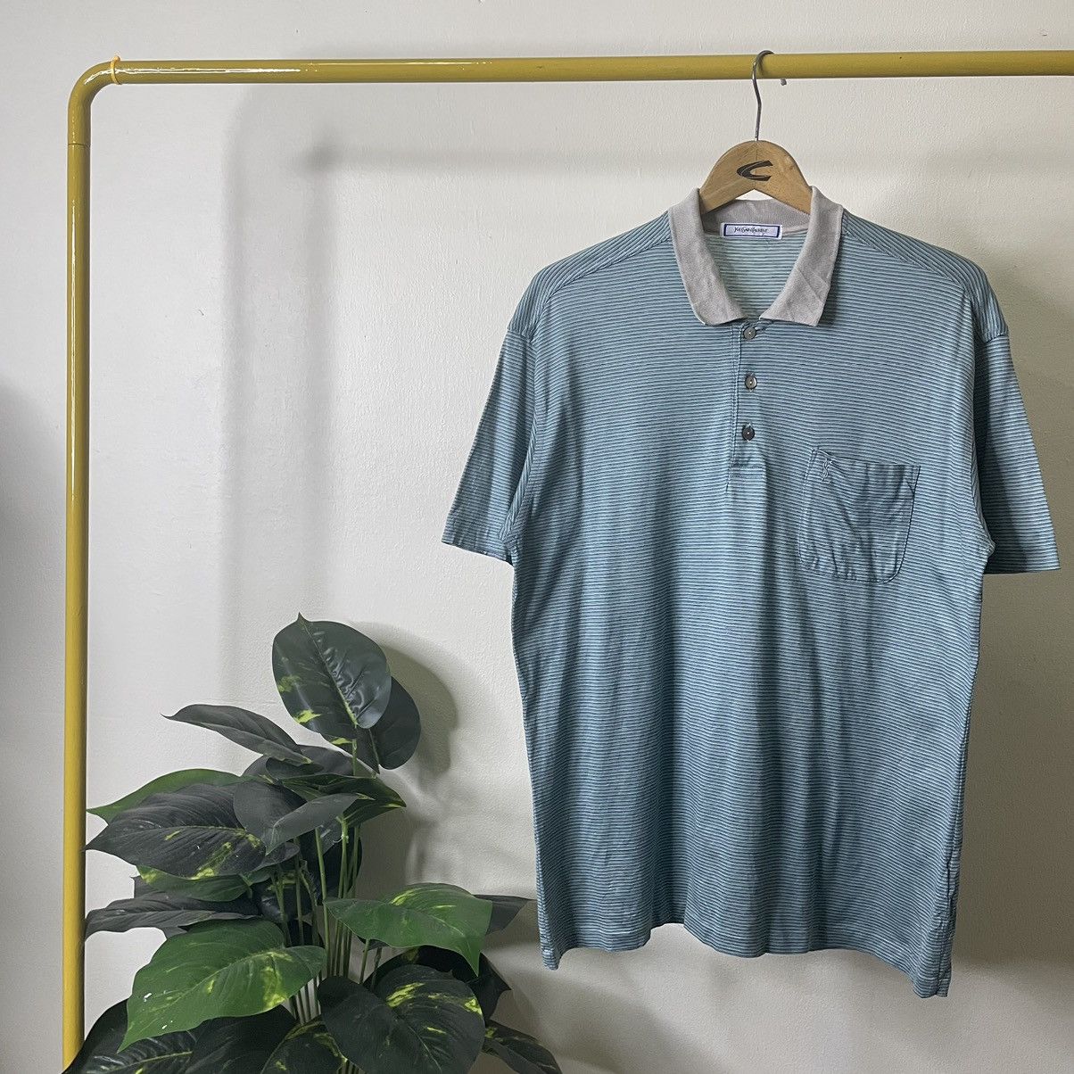 Vintage × Yves Saint Laurent Vintage YSL Stripes Polo T Shirt Size US L / EU 52-54 / 3 - 1 Thumbnail
