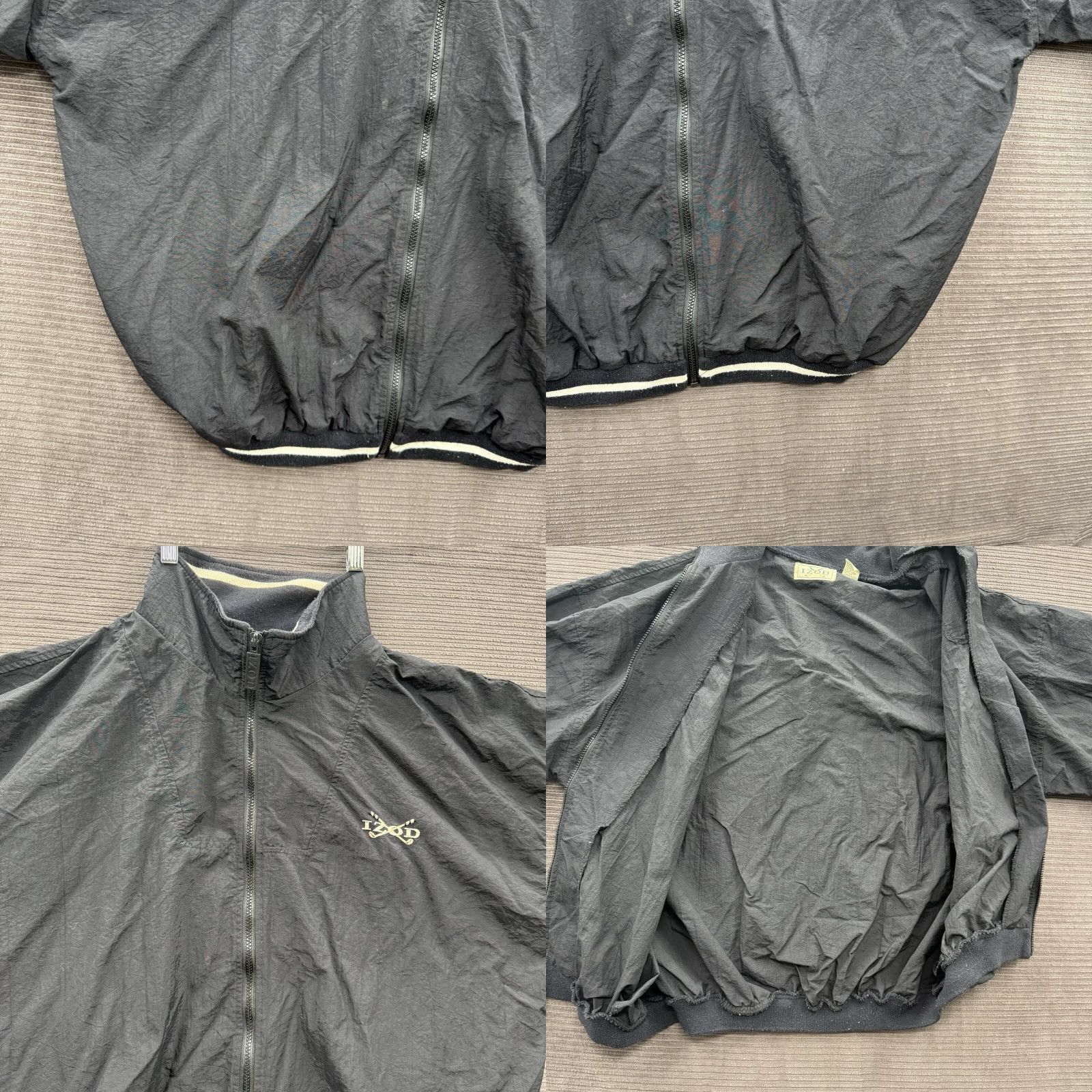 Izod VINTAGE IZOD Windbreaker Jacket Men L Black Nylon Outdoors Golf Golfing Windbreaker Full Zip Pockets Embroidered Logo Size US L / EU 52-54 / 3 - 8 Thumbnail