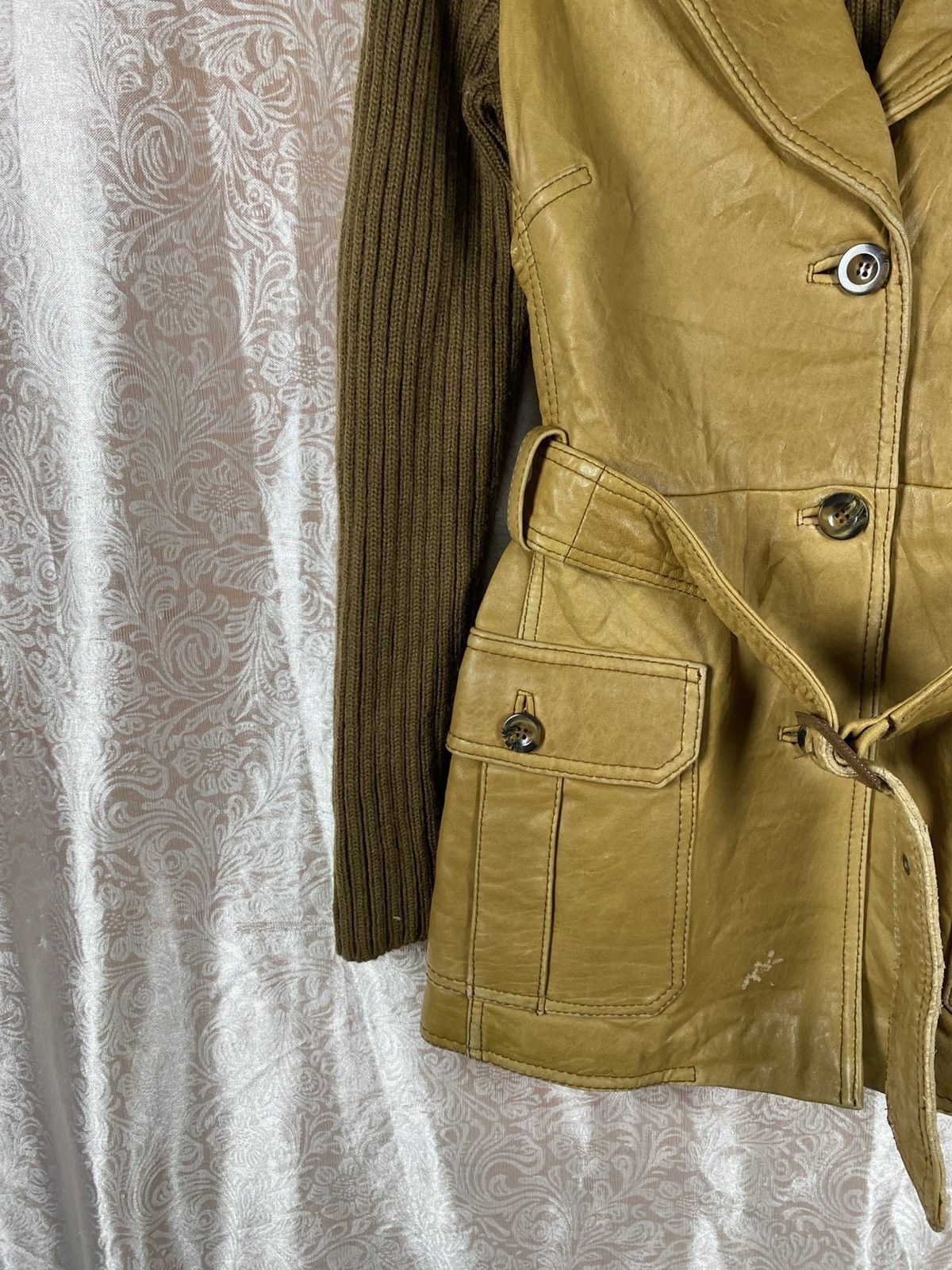 Massimo Dutti Vintage Massimo Dutti Women Leather Knit Hybrid Jacket Belt Size S / US 4 / IT 40 - 7 Thumbnail