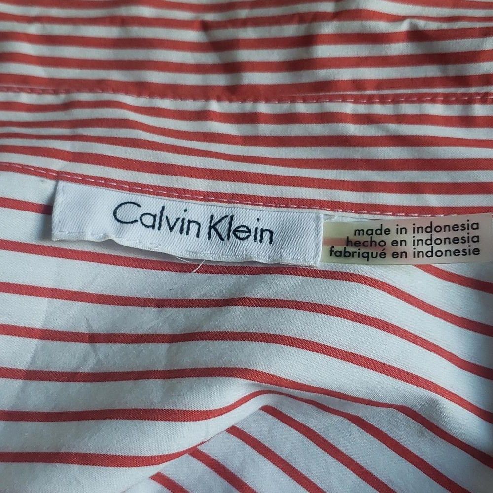 Calvin Klein CT743 Calvin Klein Men's Red & White Slim Fit Shirt 16.5 Size 38R - 6 Thumbnail