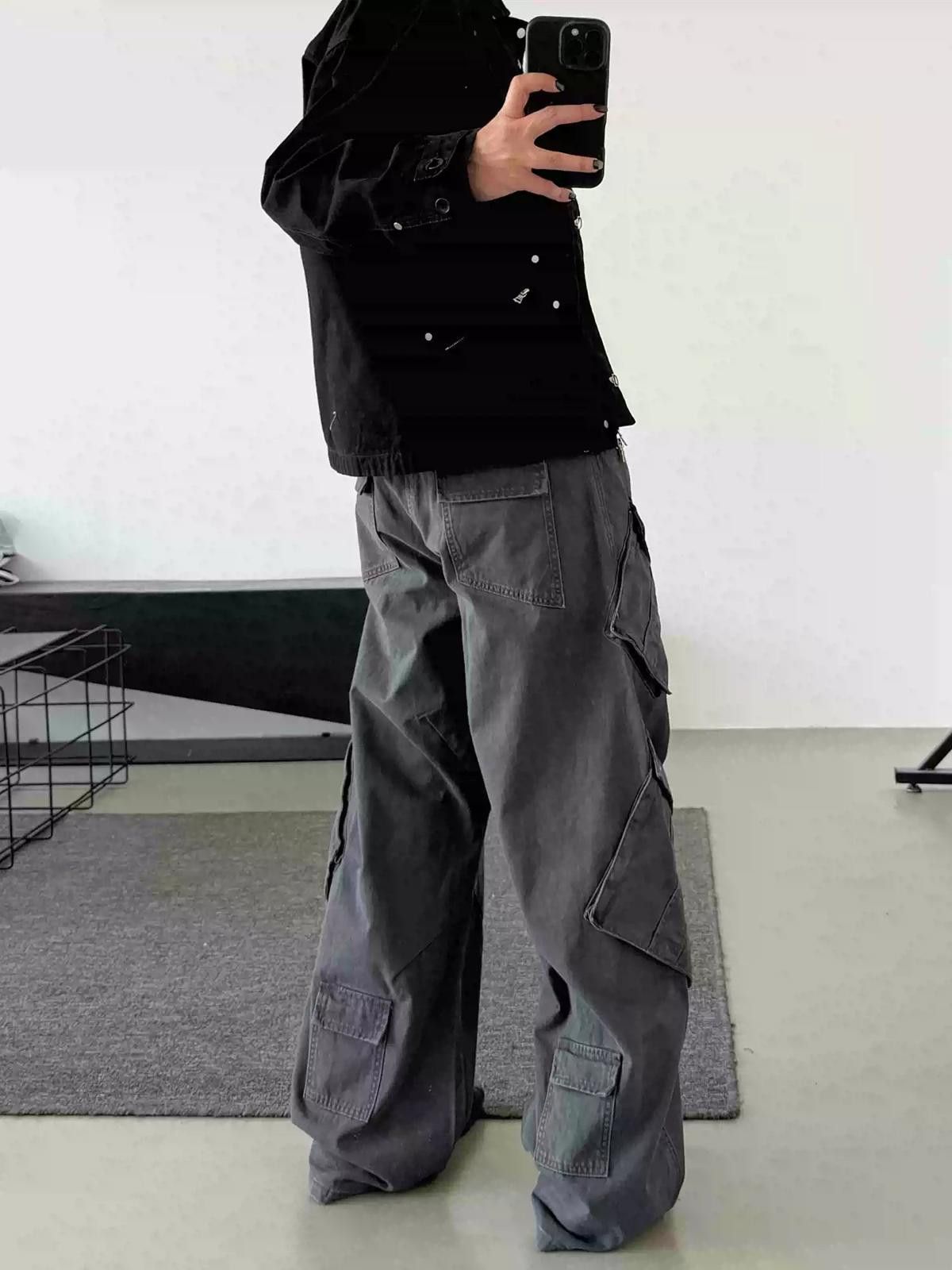Japanese Brand Wide Leg Cargo Pants, Baggy Utility Pants Size US 32 / EU 48 - 3 Thumbnail