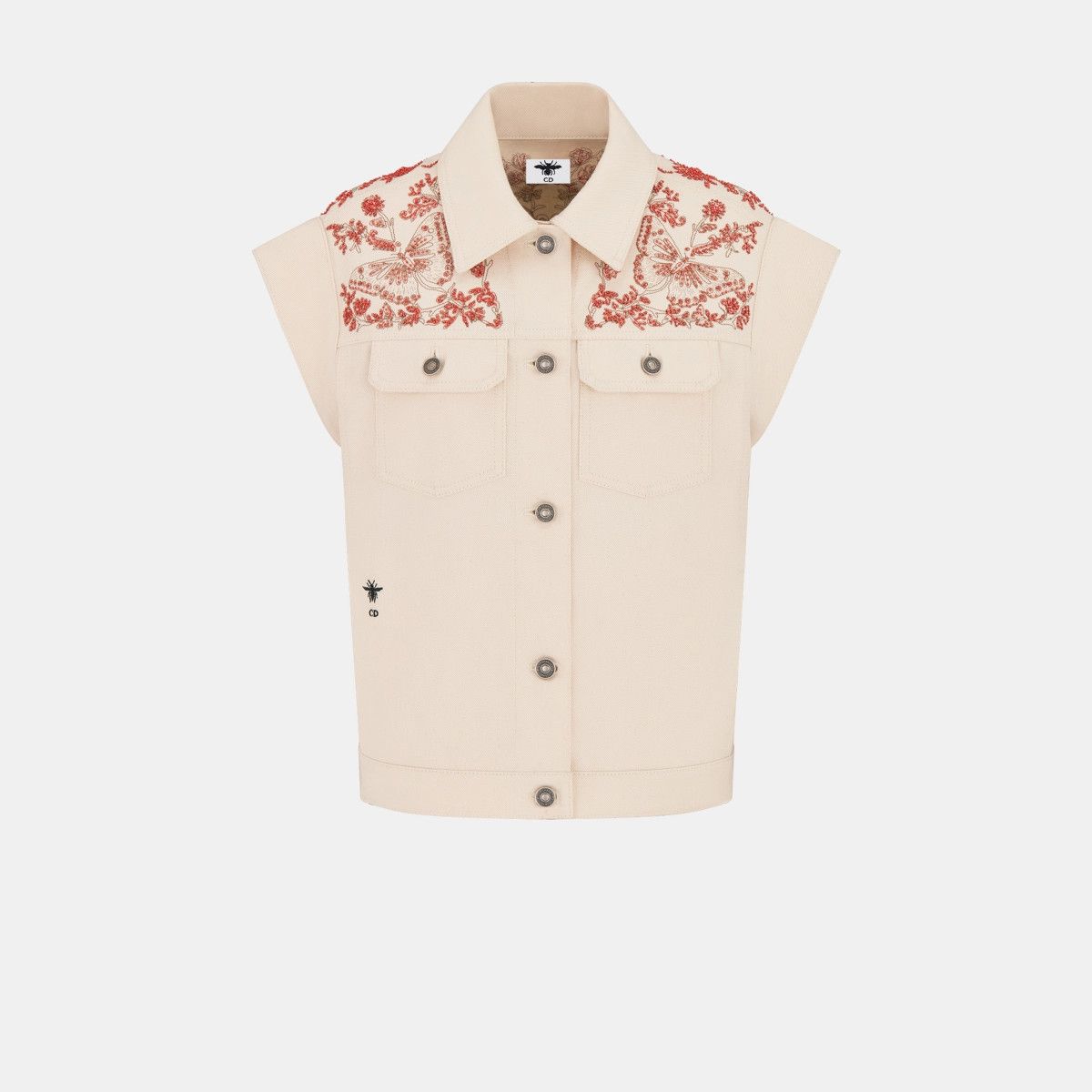 Dior o1bcso1str0225 Embroidered Jacket in White Size L / US 10 / IT 46 - 1 Thumbnail