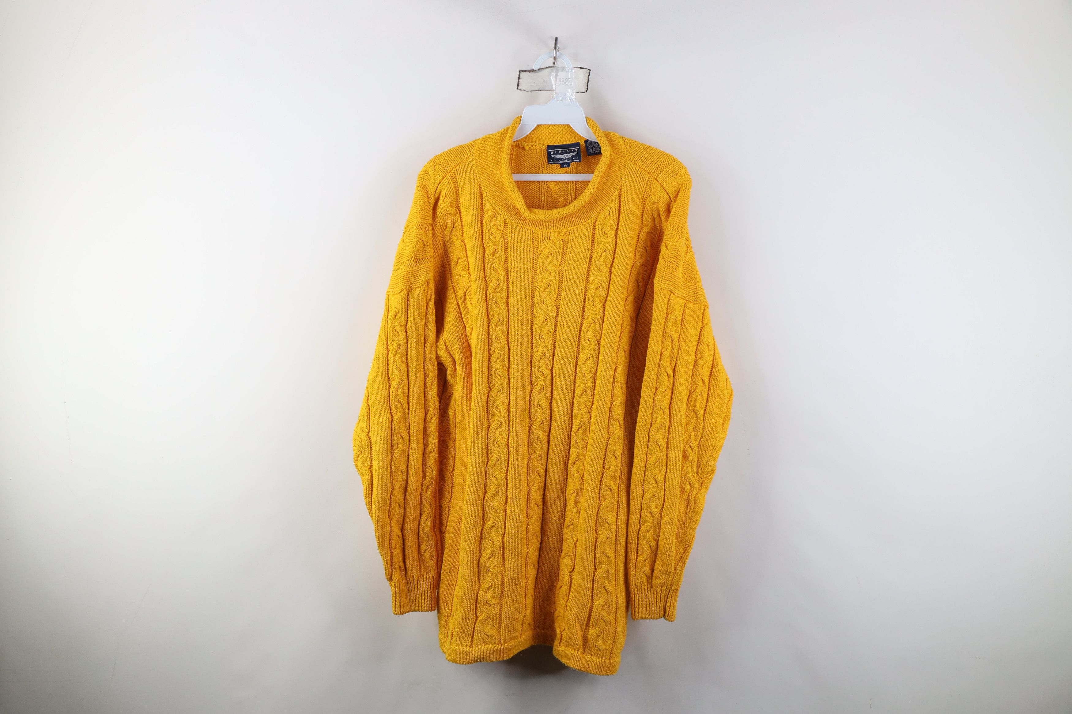 Vintage Vintage 90s Streetwear Chunky Cable Knit Sweater Yellow Size M / US 6-8 / IT 42-44 - 1 Thumbnail