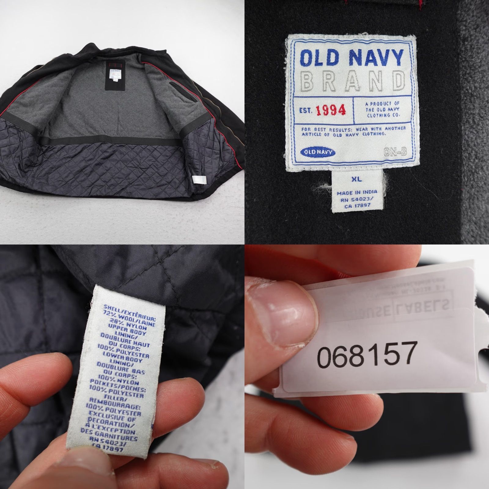 Old Navy Old Navy Jacket Mens XL Black Wool Blend Insulated Bomber Coat Quilted Full Zip Size US XL / EU 56 / 4 - 8 Thumbnail