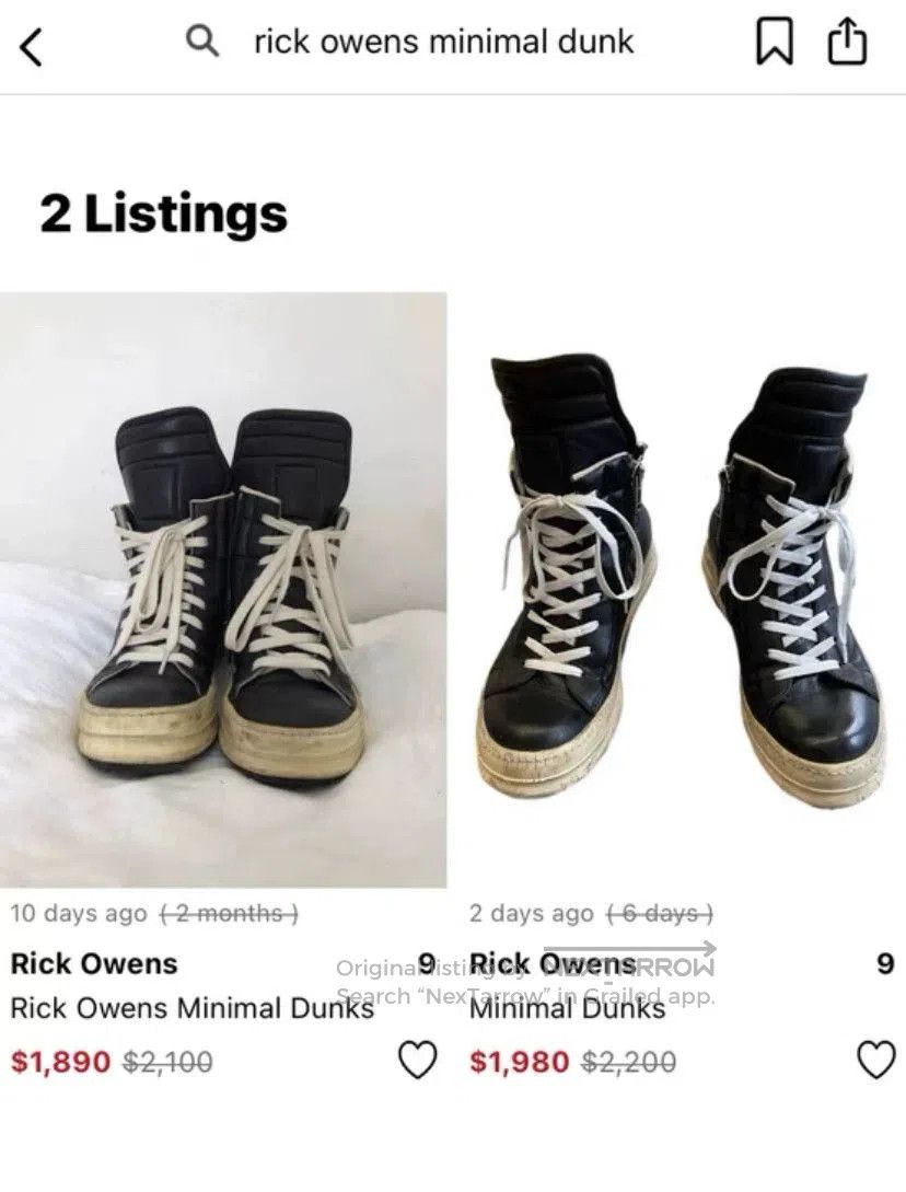 Rick Owens rick owens 07ss minimal dunk high. Size US 9 / EU 42 - 8 Thumbnail