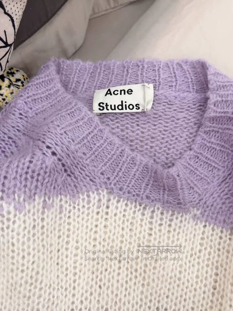 Acne Studios Acne Studios Purple and White Striped Hole Sweater Classic Size S / US 4 / IT 40 - 2 Thumbnail