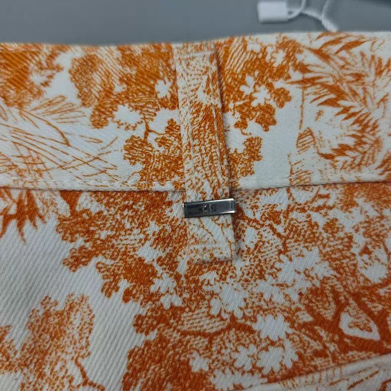 Dior Dior White and orange jungle animal denim cotton shorts Size 42" / US 20 - 7 Thumbnail