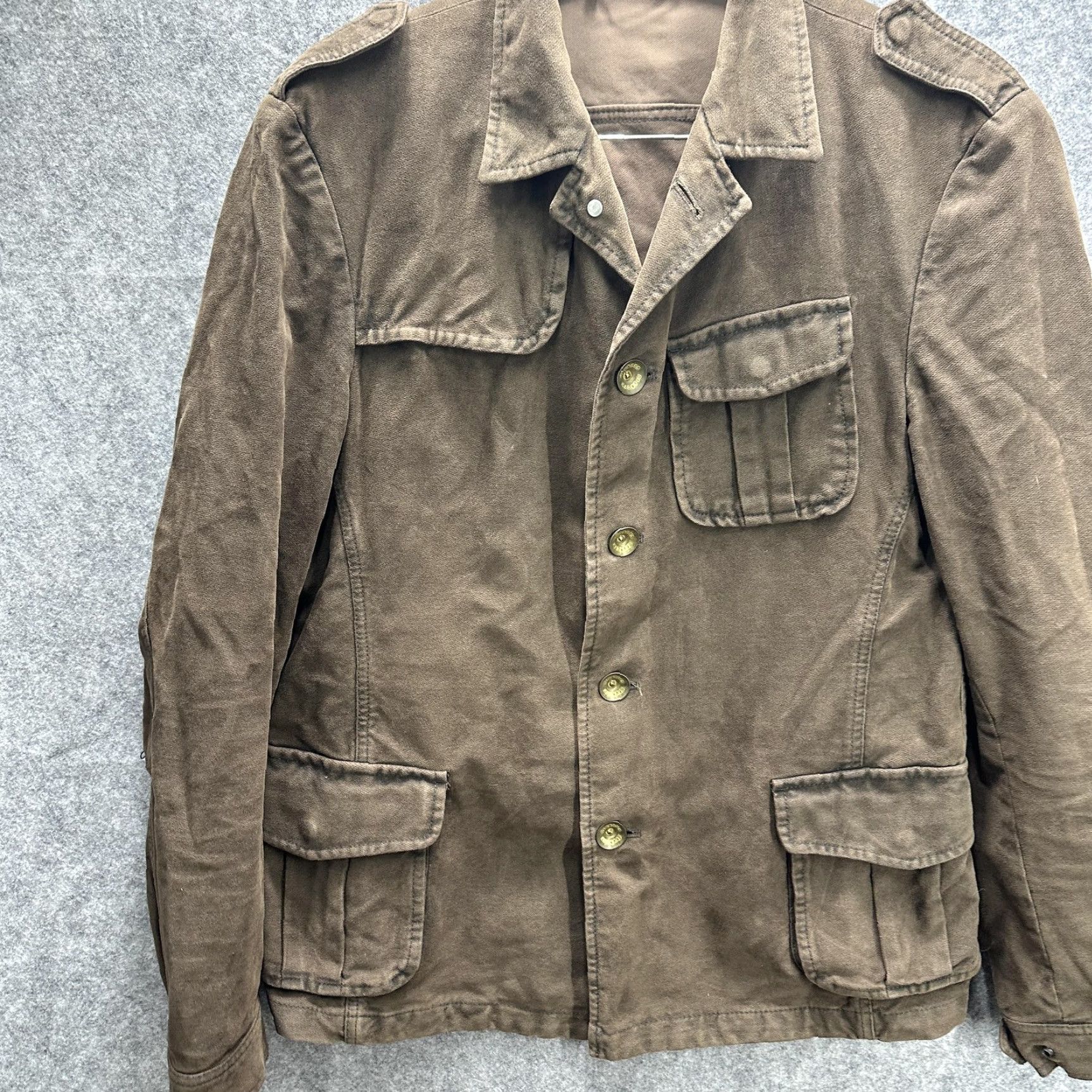 DRYKORN Drykorn Jacket Mens Brown Cotton Canvas Military Field Dakar 3 50 Casual Lined Pockets Button Front Epaulets Army 90s Style Mens/M Size US M / EU 48-50 / 2 - 3 Thumbnail