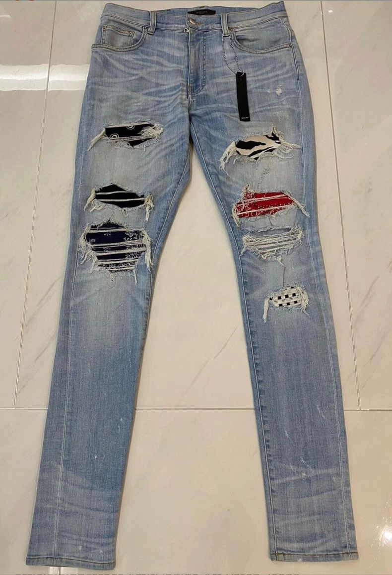 Amiri AMIRI Distressed Patchwork Denim Jeans - dmc Size US 32 / EU 48 - 1 Thumbnail