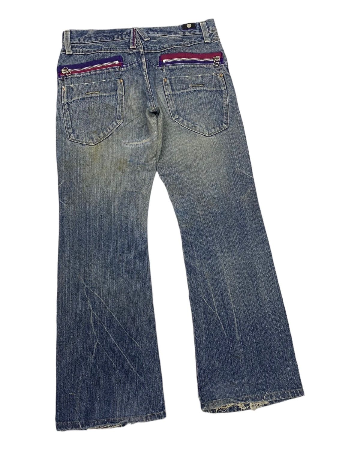 If Six Was Nine × Japanese Brand × Le Grande Bleu (L.G.B.) FLARE JEANS BLUE WAY MADE IN NIPPON DISTRESSED FLARE DENIM Size US 33 - 4 Thumbnail