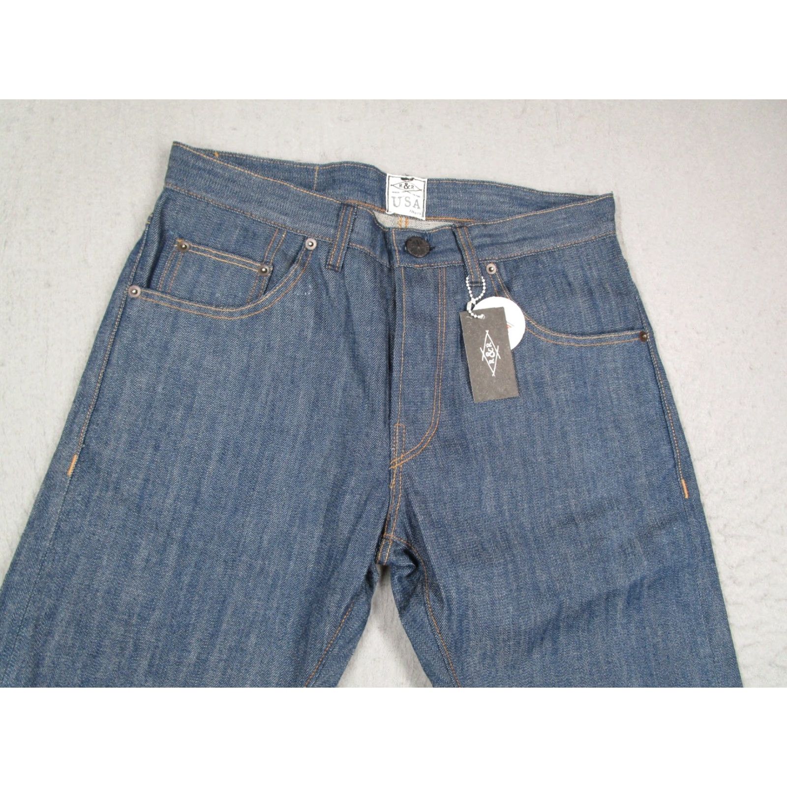 Denime Ruell and Ray Jeans Men 32 Blue Denim Button Fly Regular Fit 5-Pocket USA 30W x 32L Vintage? No (Deadstock look) Size US 32 / EU 48 - 2 Thumbnail