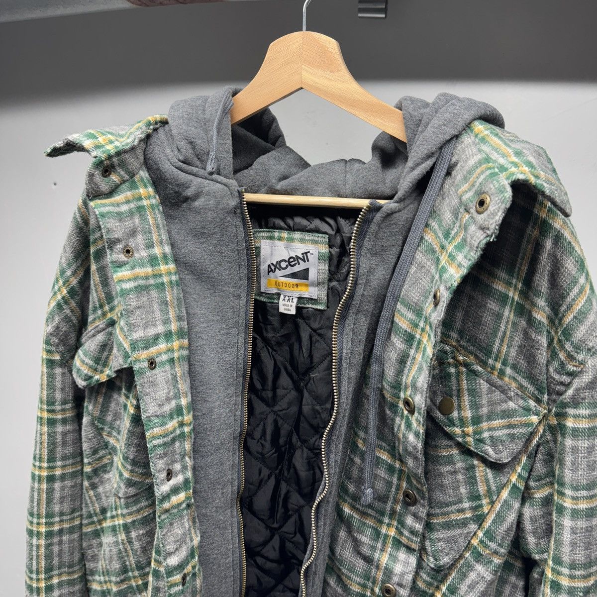Vintage Faded Hooded Flannel Zip Up Jacket ERD Grunge Faded Chrome Size US XXL / EU 58 / 5 - 3 Thumbnail