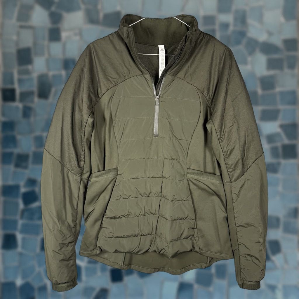 Lululemon Lululemon Down for It All Pullover 1/2 Zip Jacket Women’s 10 Green 85% Goose Down Size L / US 10 / IT 46 - 1 Thumbnail