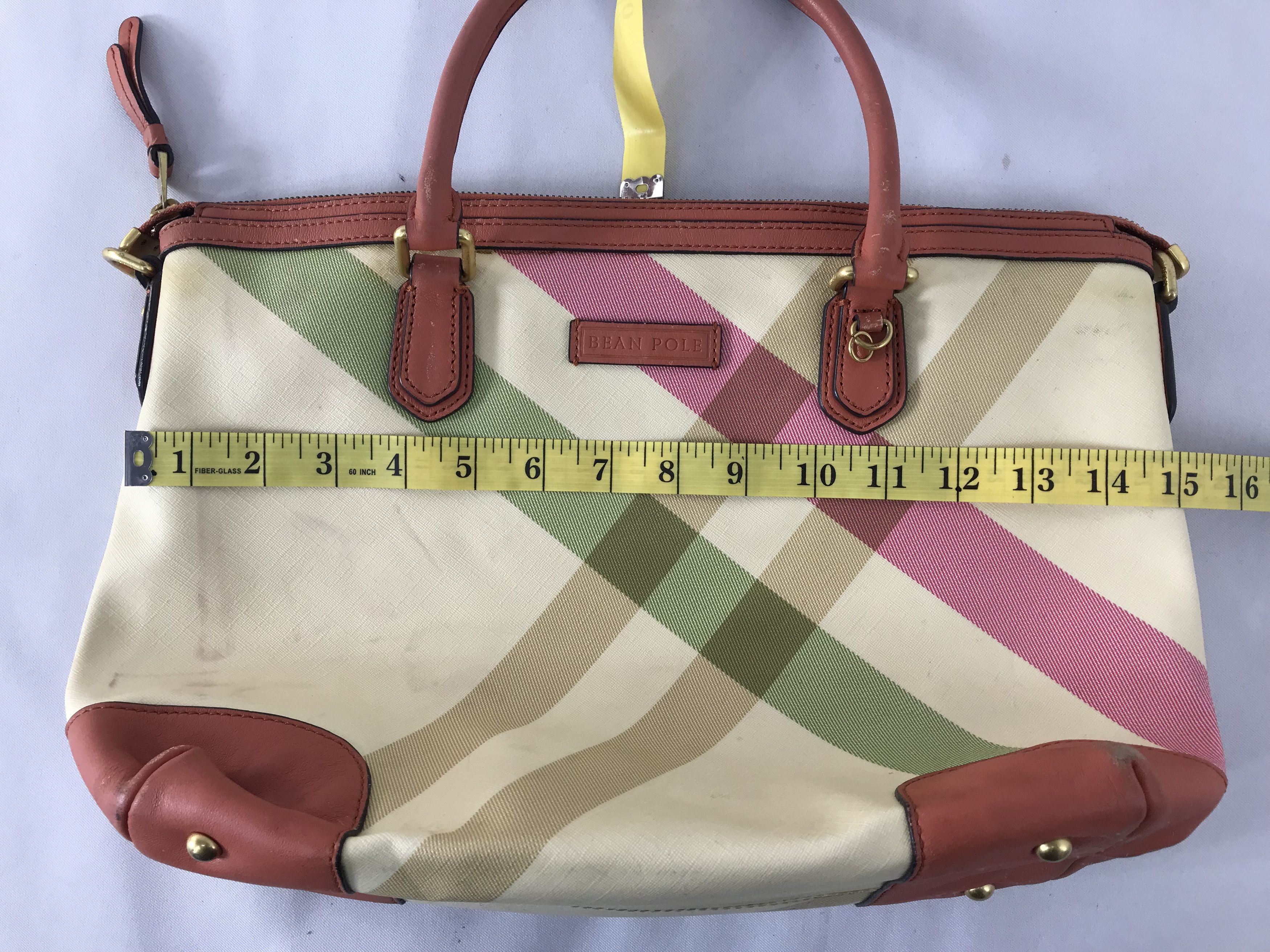 BEANPOLE Bean Pole Nova Check Checkered Burgandy Leather Hand Bag Size ONE SIZE - 12 Thumbnail