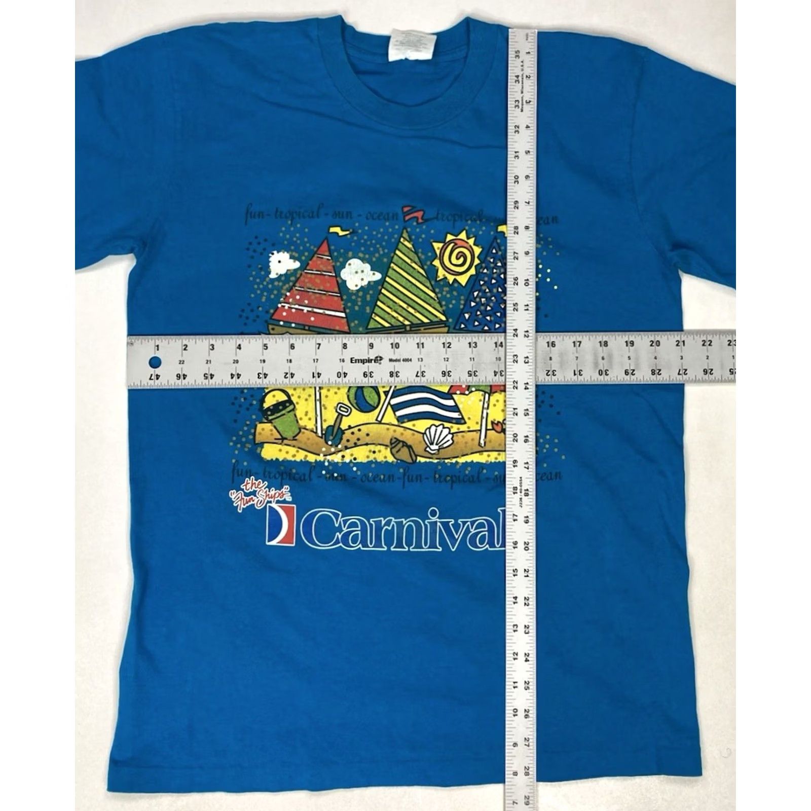 Vintage VINTAGE Carnival T-Shirt Men Large Blue 90s Graphic Print Crew Neck Short Sleeve Cotton Logo 1990s Art Size US L / EU 52-54 / 3 - 6 Thumbnail