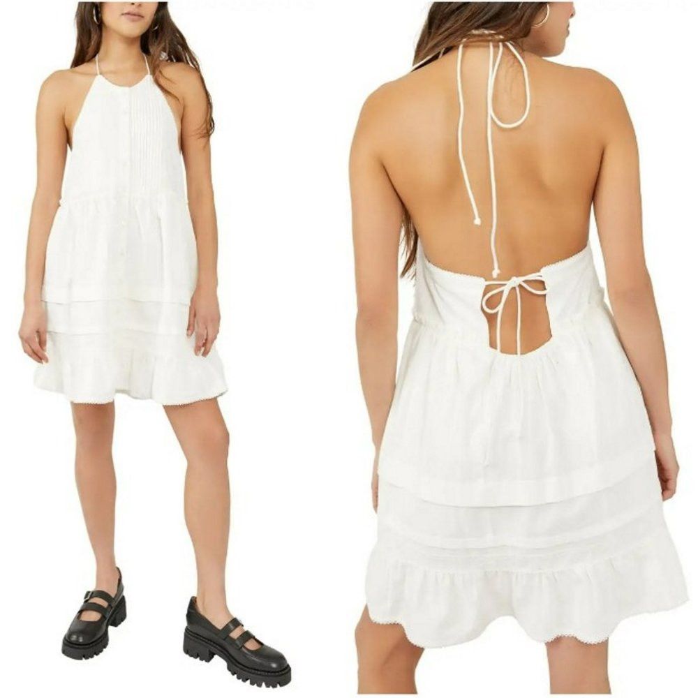 Free People NWT New $128 Free People Desert Days Sleeveless White Minid Size L / US 10 / IT 46 - 1 Thumbnail