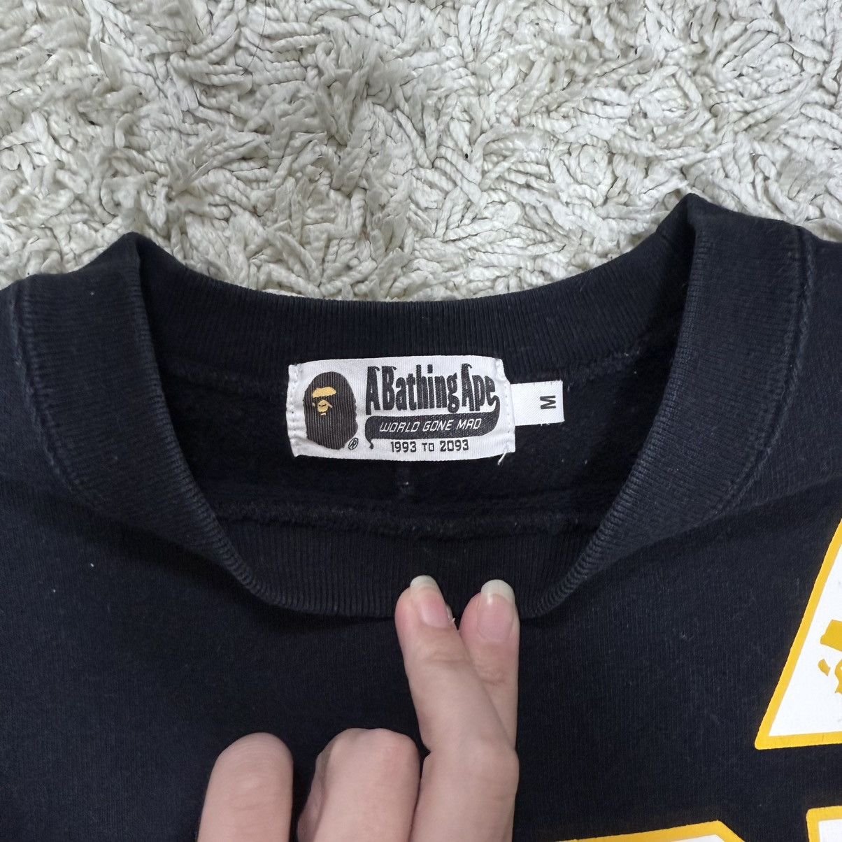Bape BAPE “93” Black Crewneck Sweatshirt Yellow/White Print M Size US M / EU 48-50 / 2 - 4 Thumbnail