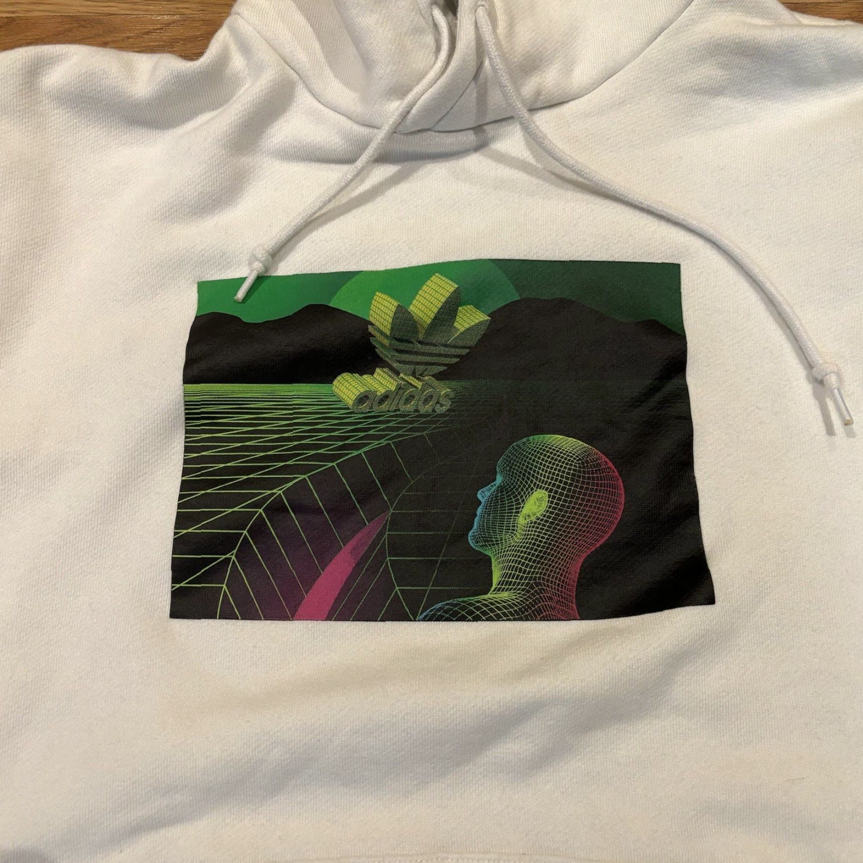 Vintage Adidas Originals 3D Graphic Sweatshirt Hoodie White Green Men’s Size Large Size US L / EU 52-54 / 3 - 2 Thumbnail