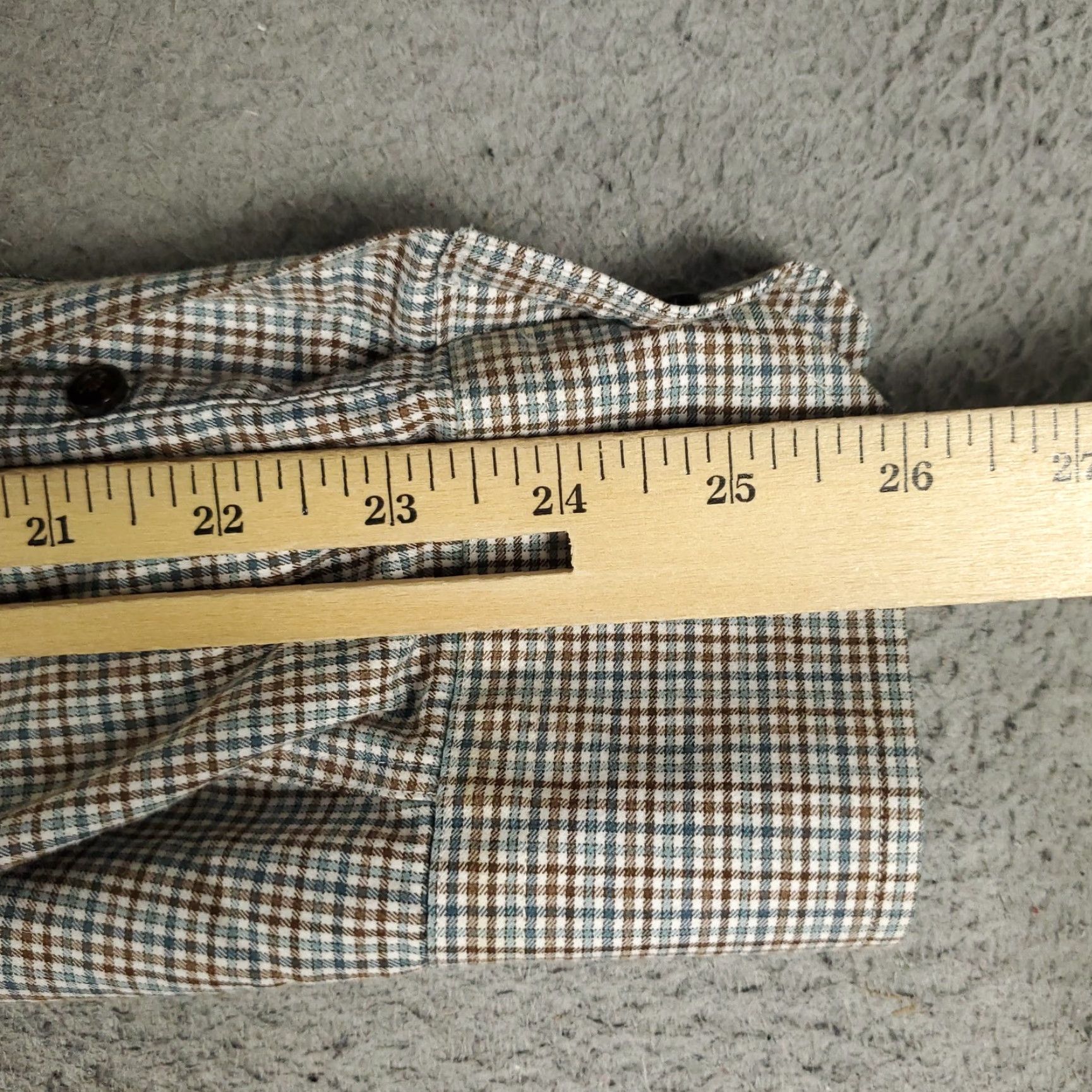David Donahue David Donahue Shirt Mens 16.5 Brown Blue Check Dress Button Up Long Sleeve Clothing Shirt Mens Brown Check Dress Shirt 16.5 Mens Size 42R - 6 Thumbnail