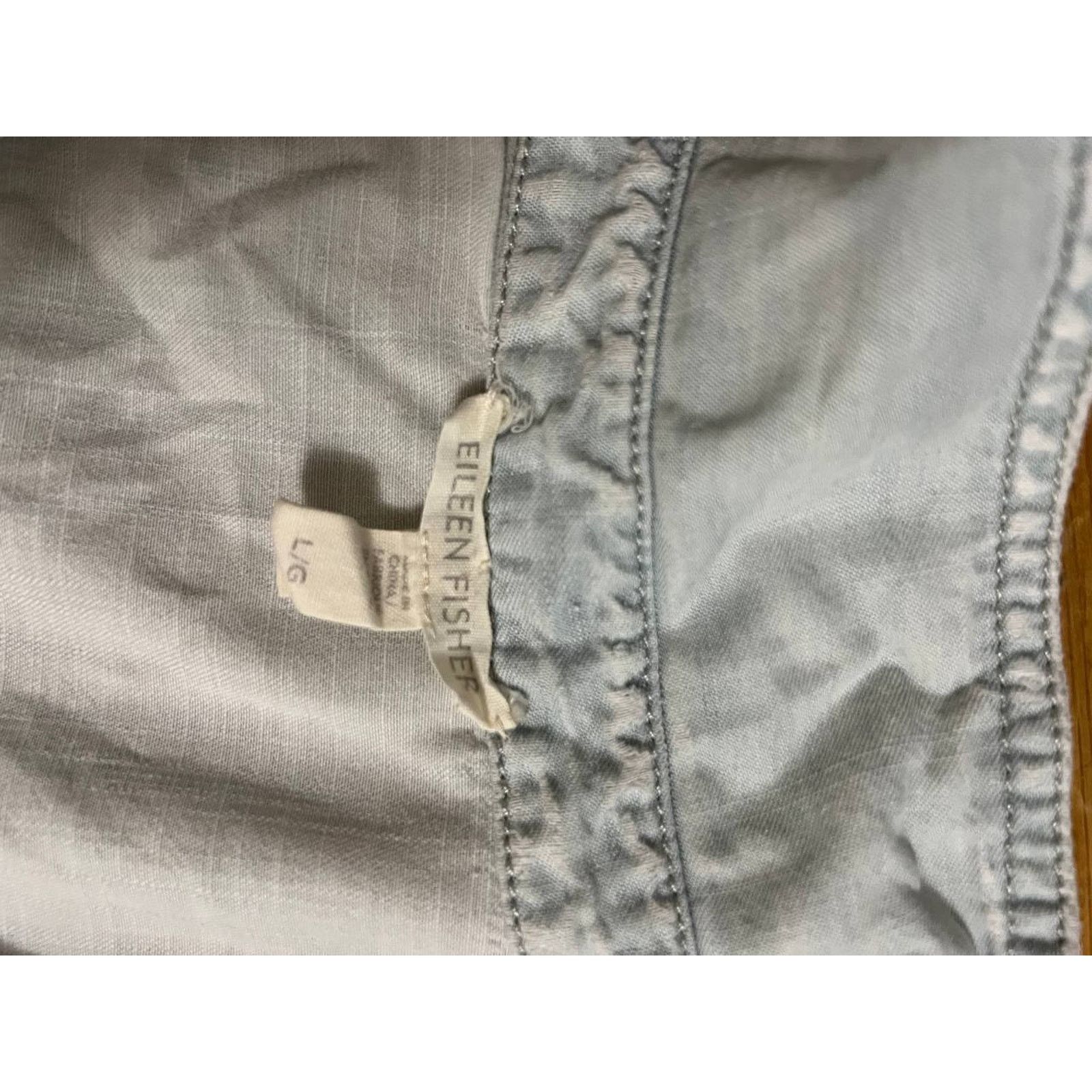 Eileen Fisher EILEEN FISHER Shirt Siz L Denim Classic Pockets Grey A000964 Size L / US 10 / IT 46 - 8 Thumbnail