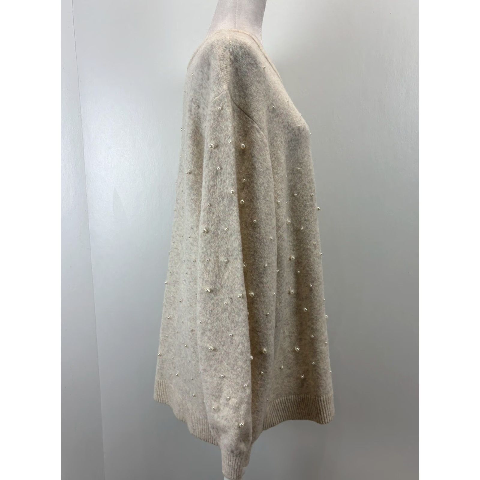 Loft LOFT Women’s Plus Size 24/26 Cream Soft Pearl Studded Sweater Soft Size 4XL / US 24-26 - 4 Thumbnail