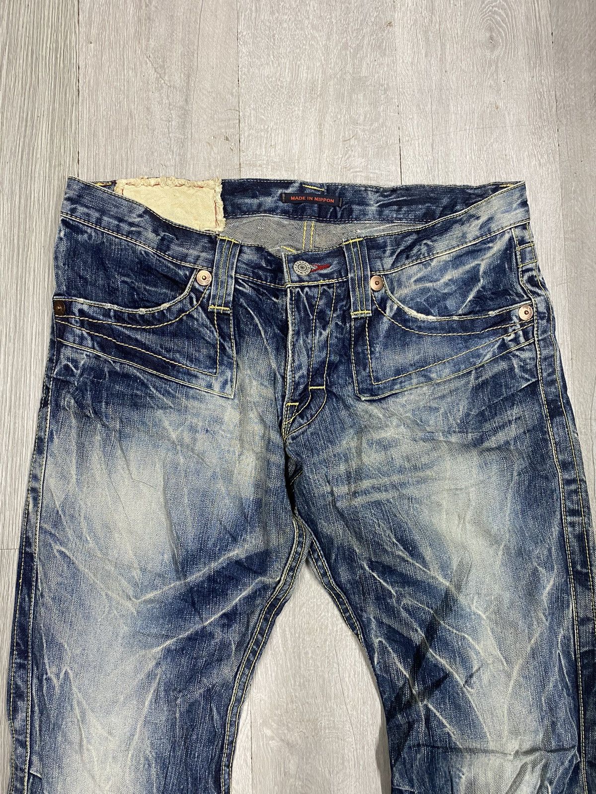 Japanese Brand Blue Way Made In Nippon Flare Denim Faded Pant Size US 32 / EU 48 - 3 Thumbnail