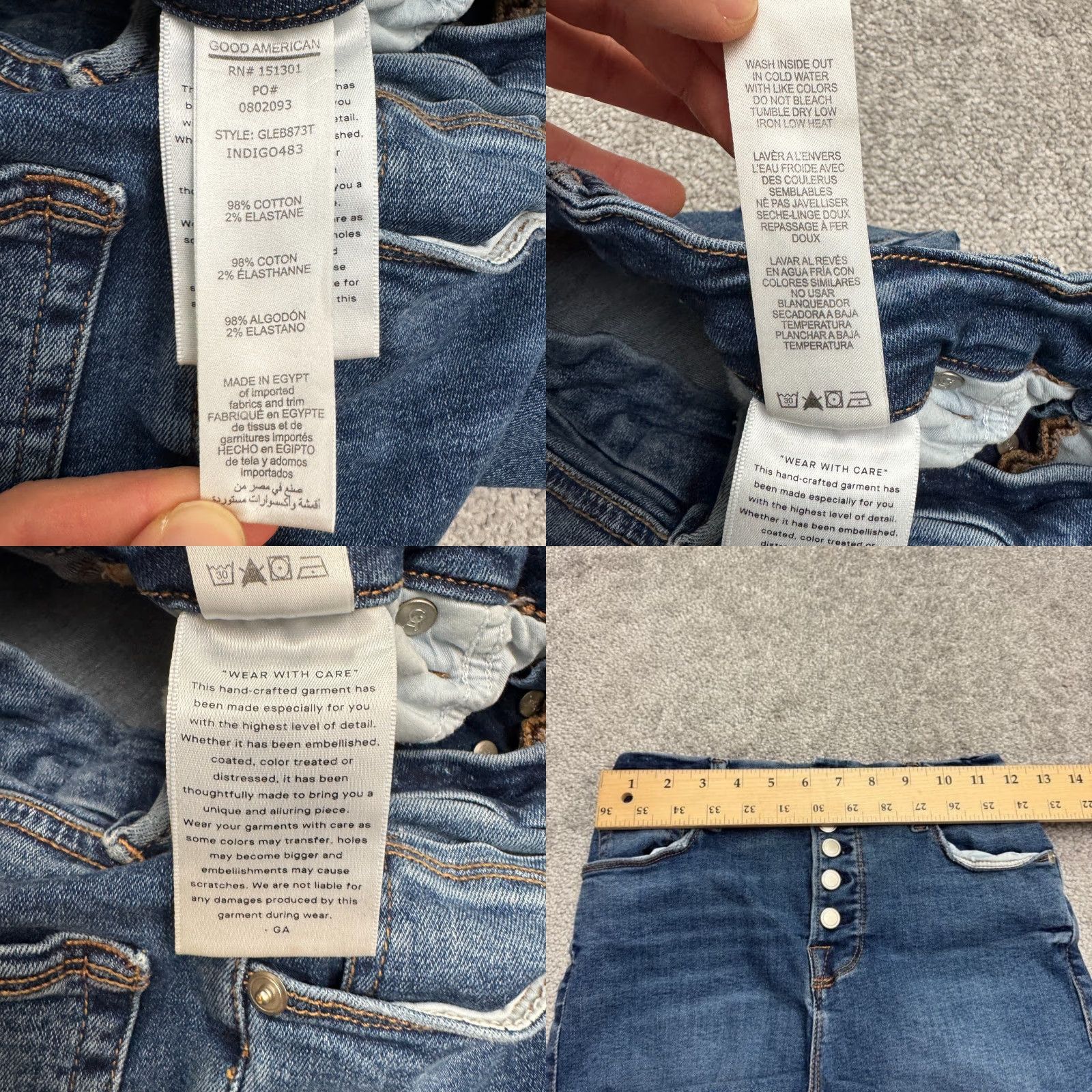 Good American Good American Jeans Blue Denim Button Fly High Rise Skinny 2/26 5-Pocket Stretch Women's Regular Inseam 28 in Waist 24 in Medium Wash City Streetwear Size 26" / US 2 / IT 38 - 8 Thumbnail