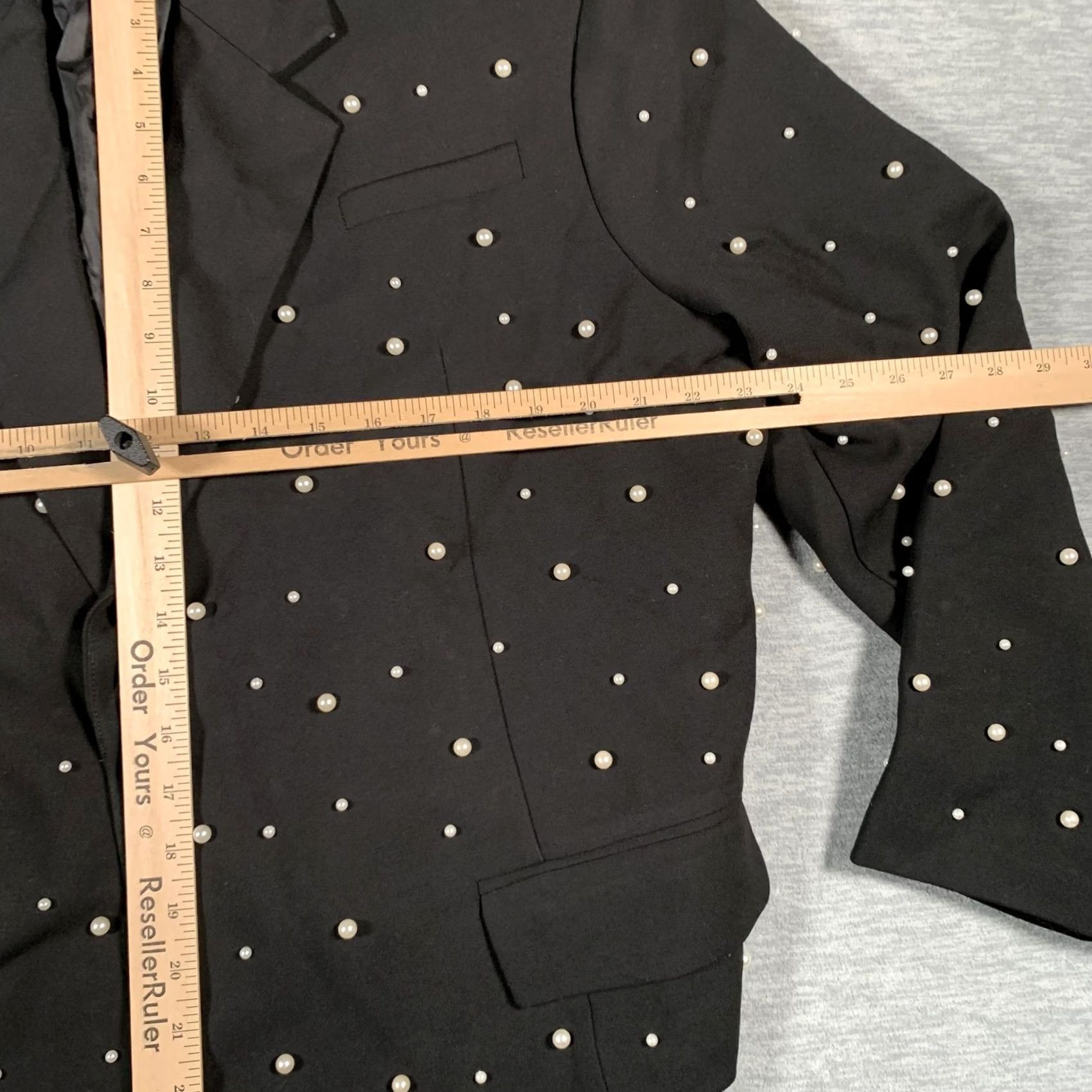Vintage ORTTU Blazer Men One Size Black Pearl Studded Embellished Single Button Beaded Jacket Size 44L - 6 Thumbnail