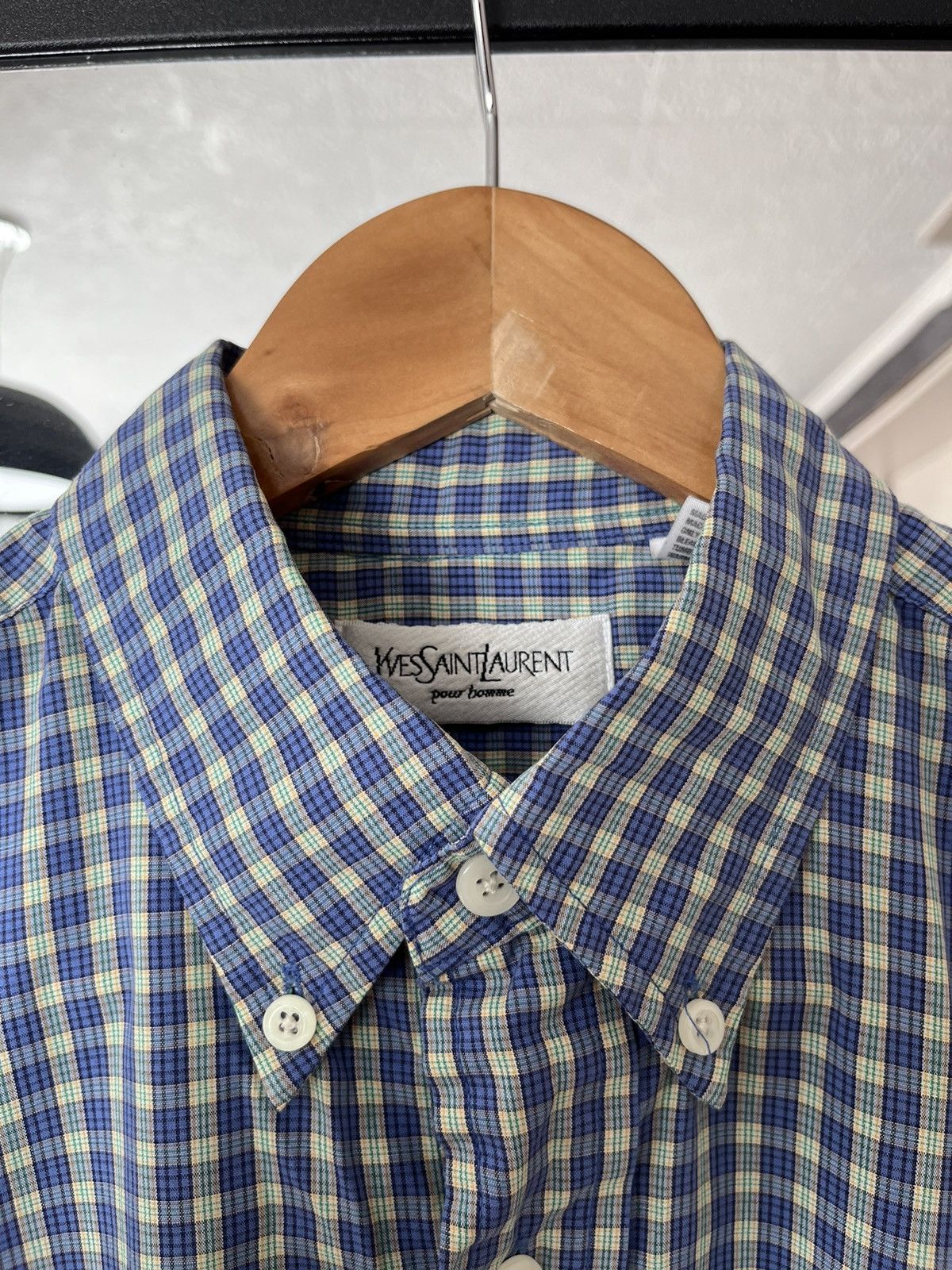 Yves Saint Laurent Vintage Yves Saint Laurent Checkered 90s White Shirt Rare Size US M / EU 48-50 / 2 - 9 Thumbnail