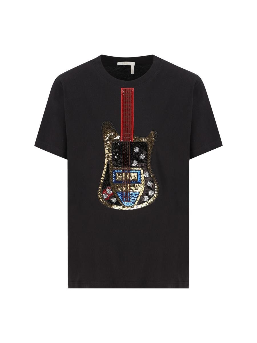 Chloe o1y0825 Short Sleeves T-Shirt in Black Size M / US 6-8 / IT 42-44 - 1 Thumbnail