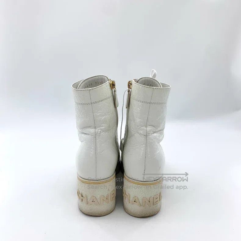 Chanel Chanel White double C lace-up thick-heeled boots Martin bo Size US 6 / IT 36 - 4 Thumbnail