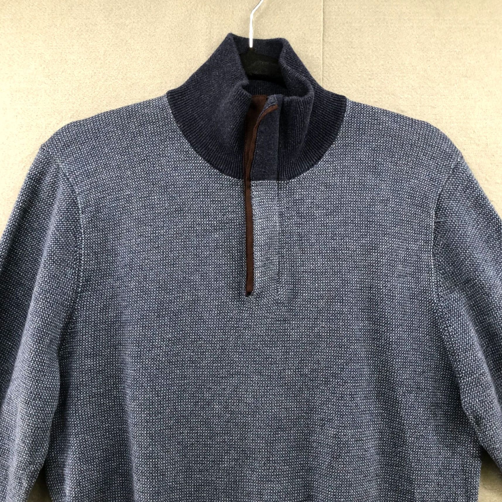 Banana Republic VINTAGE Banana Republic 1/4 Zip Sweater Mens M Cotton Blue Waffle Knit Textured Pullover Shirt? Size US M / EU 48-50 / 2 - 3 Thumbnail