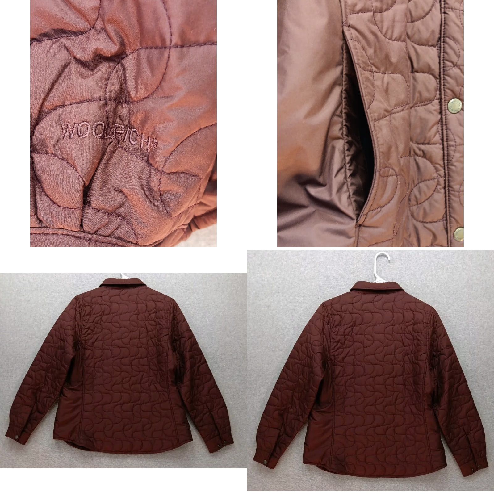 Vintage Woolrich Jacket Women M Red Cabernet Quilted Woolshell Button Snap Mid-Length Classic Casual Size M / US 6-8 / IT 42-44 - 8 Thumbnail