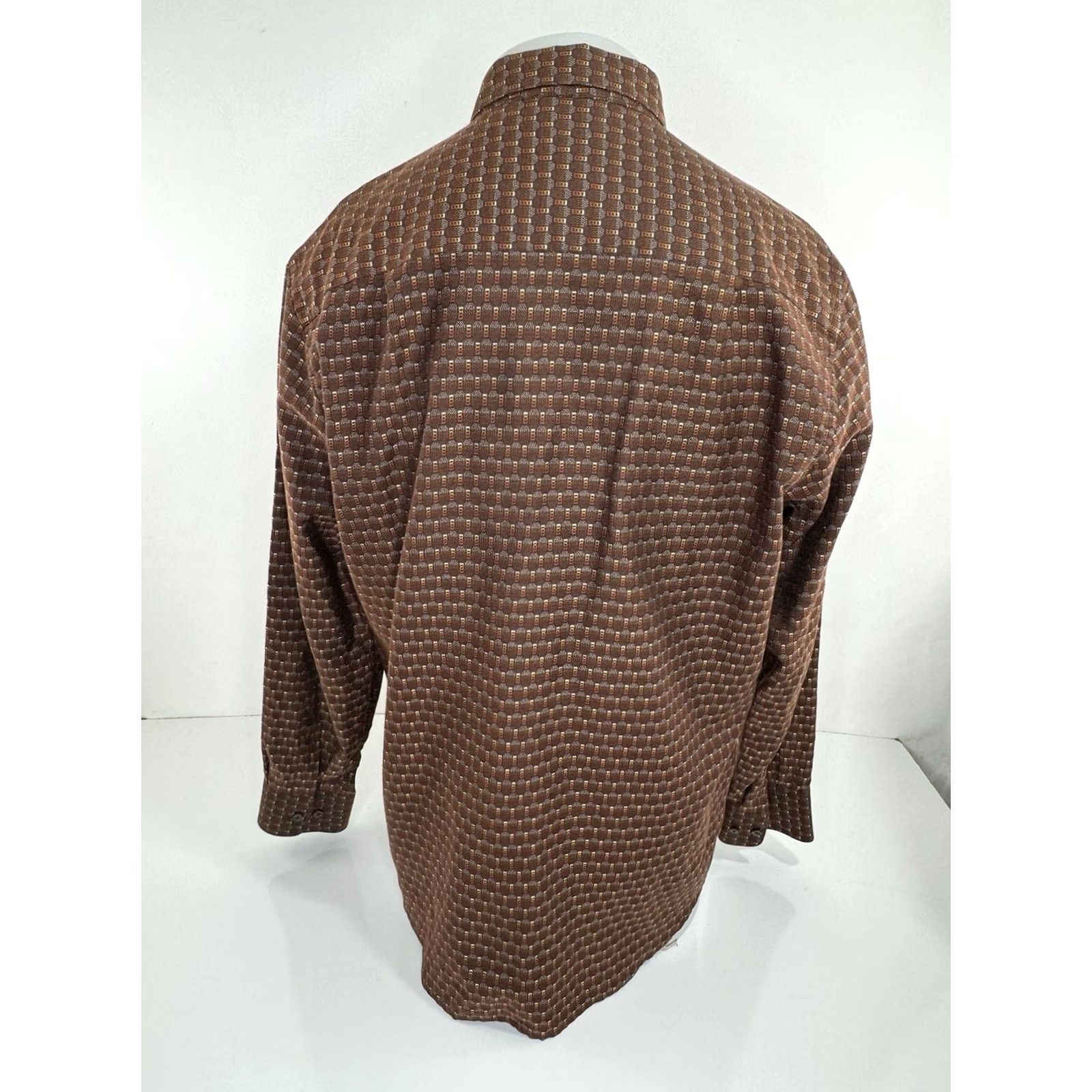 Vintage Jhane Barnes Mens L Shirt Silk Blend Geometric Rust Red White Orange Size US L / EU 52-54 / 3 - 4 Thumbnail