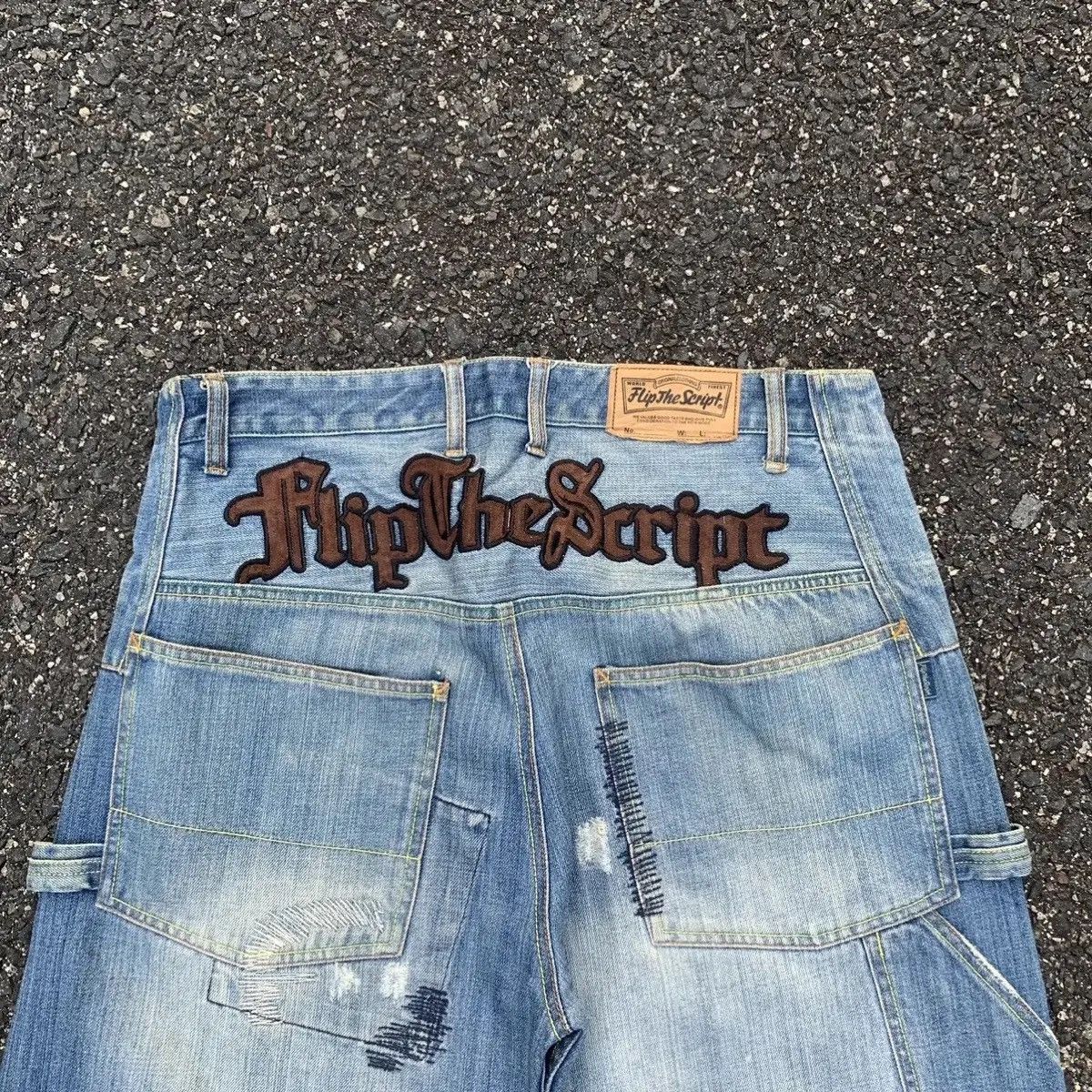 Japanese Brand Vintage Flip The Script Denim Baggy Hip Hop Jeans Pants Size US 35 - 13 Thumbnail