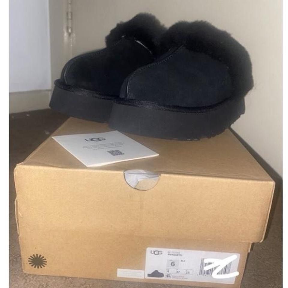 Ugg Ugg Disquette Black Suede Platform Slide Sandals Size US 6 / IT 36 - 3 Thumbnail