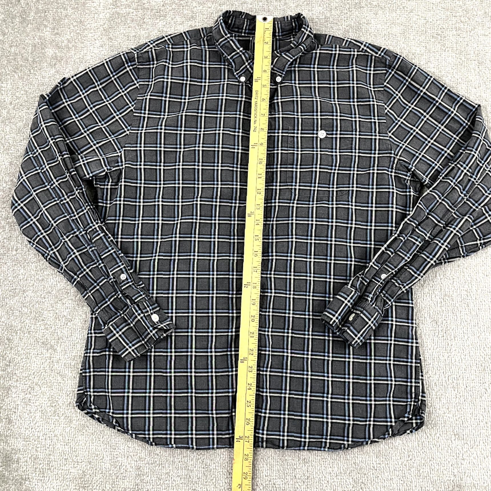 Todd Snyder TODD SNYDER Shirt Men L Gray Blue Plaid Button-Down Long Sleeve Preppy Dress Size 42R - 3 Thumbnail