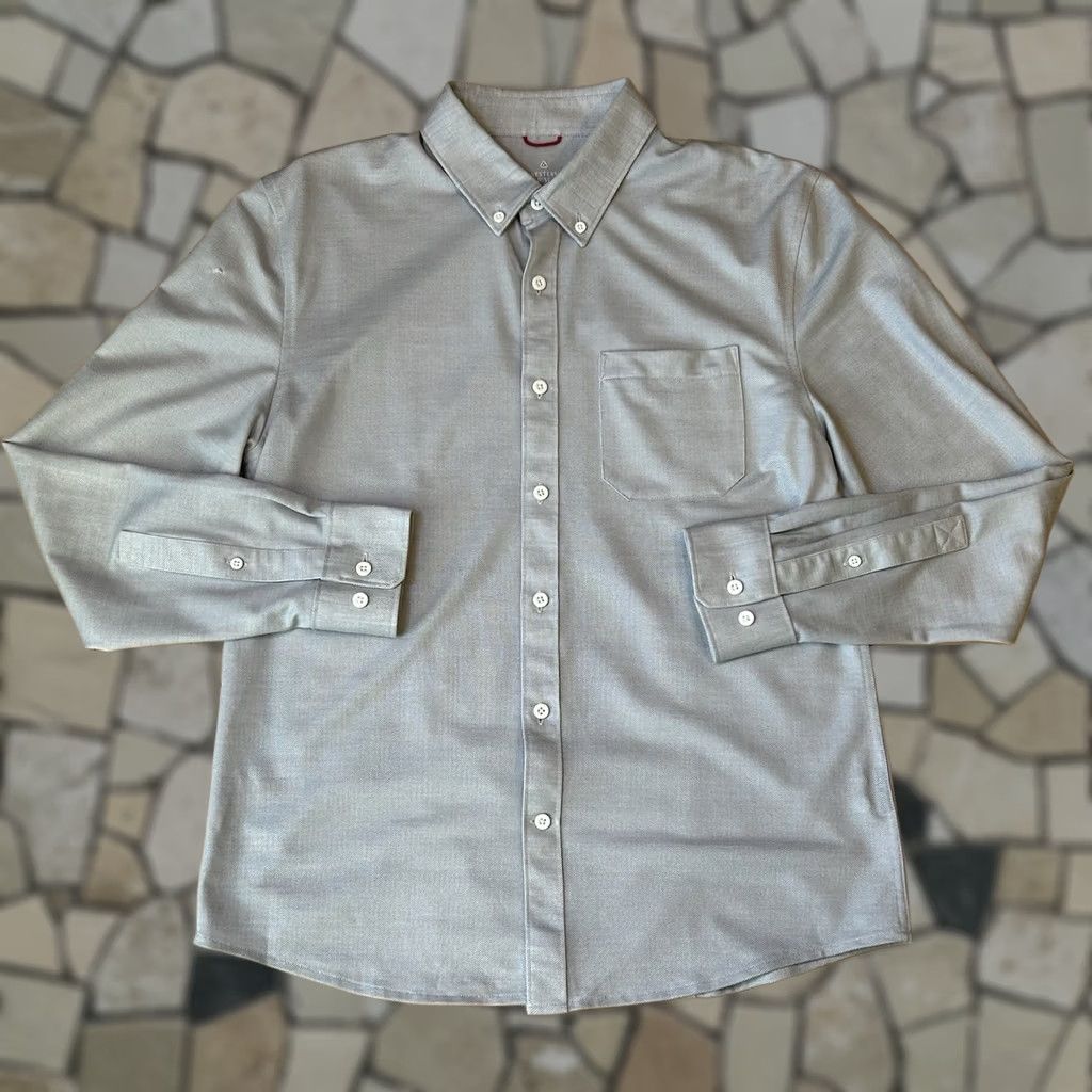 Vintage Western Rise Shirt Mens M Light Gray Jersey Knit Button Repair Men Size US M / EU 48-50 / 2 - 1 Thumbnail