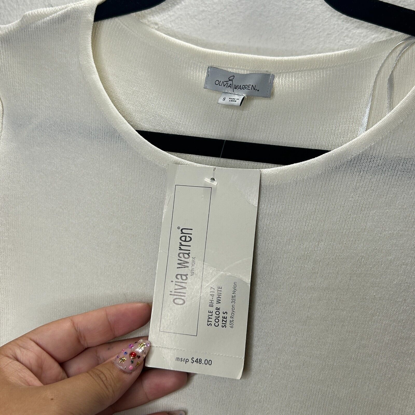 Other NWT Olivia Warren Off-White 3/4 Grommet Tie-Sleeve Sweater S Size S / US 4 / IT 40 - 4 Thumbnail