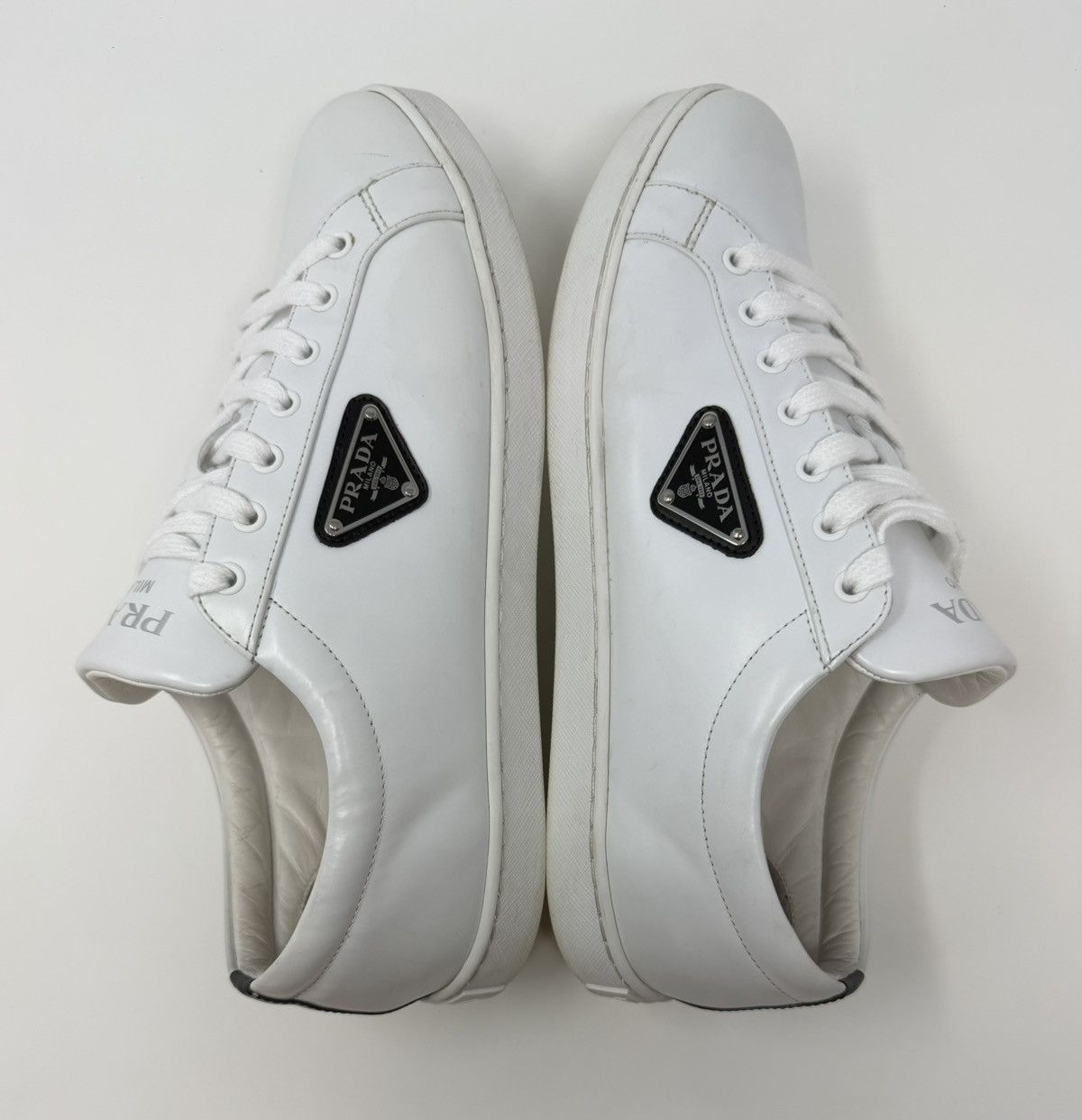 Prada Prada Brushed Leather Sneaker White Size US 9 / EU 42 - 3 Thumbnail