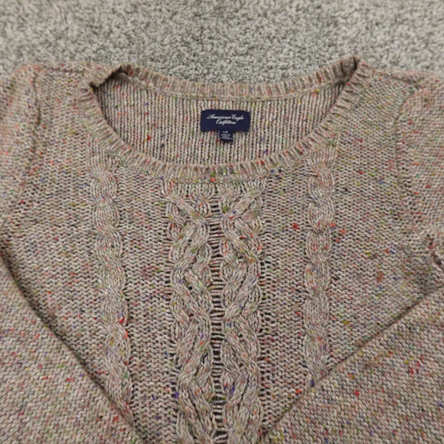 American Eagle Outfitters American Eagle Sweater Womens L Gray Silk Wool Cable Knit Crewneck Sweat er Size L / US 10 / IT 46 - 3 Thumbnail