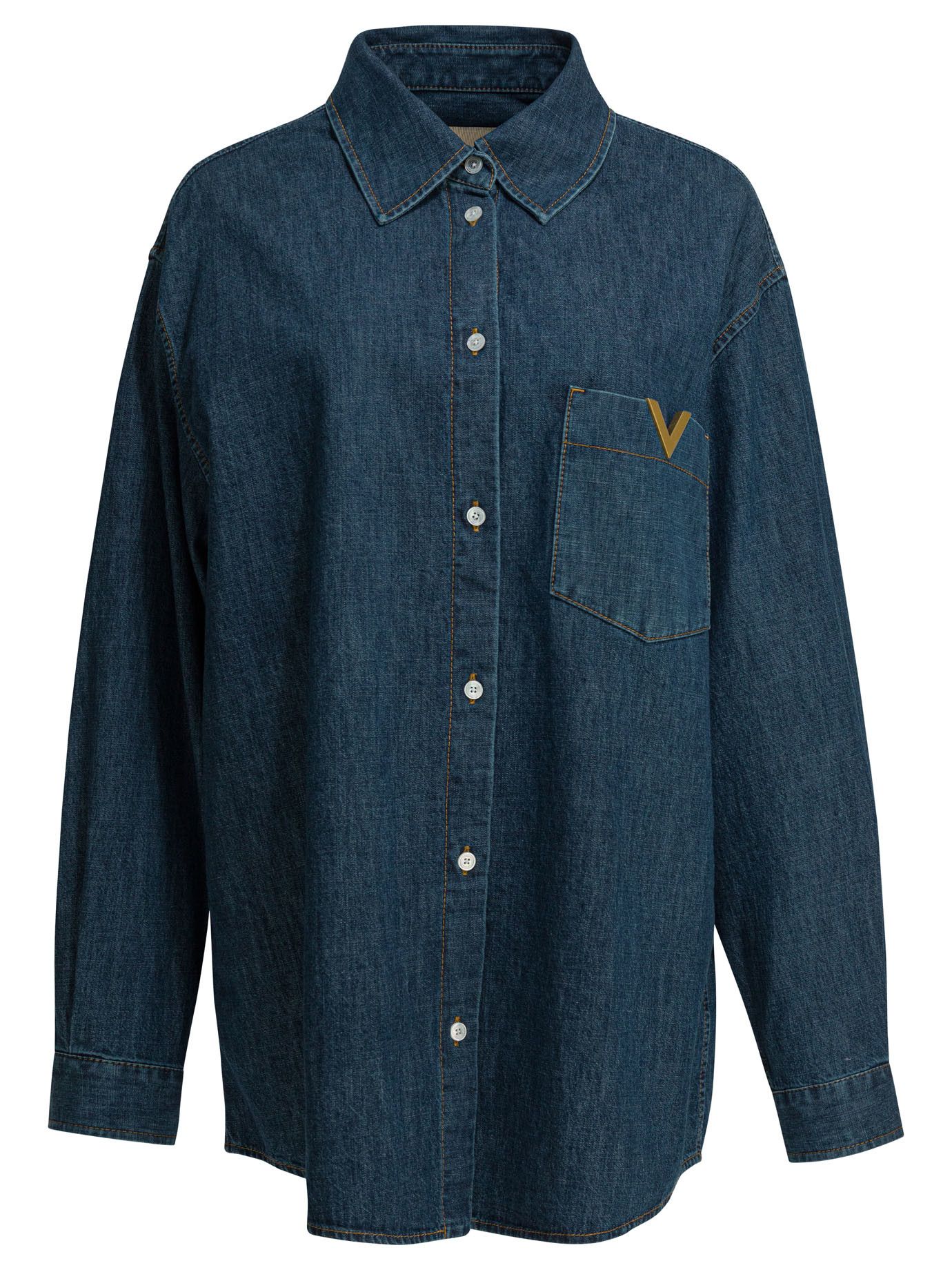 Valentino Denim Shirt With Vlogo Size S / US 4 / IT 40 - 1 Thumbnail