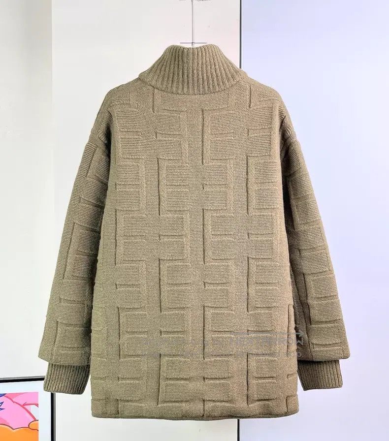 Hermes Hermes Newly Sheared Wool Filled Leather Zip Knit Cardigan Size XS / US 0-2 / IT 36-38 - 4 Thumbnail