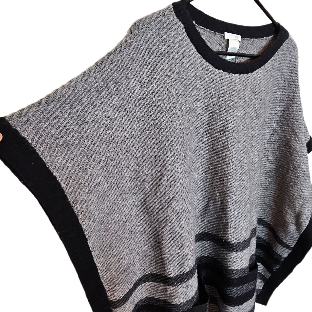 J. Jill J. Jill Womens Wool Striped Poncho Sweater OS Oversized Cozy Size ONE SIZE - 5 Thumbnail