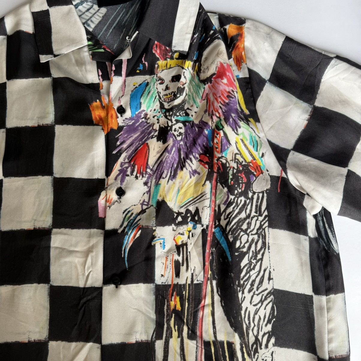 Amiri Amiri x Wes Lang Skull Silk Bowling Shirt Size US XL / EU 56 / 4 - 2 Thumbnail