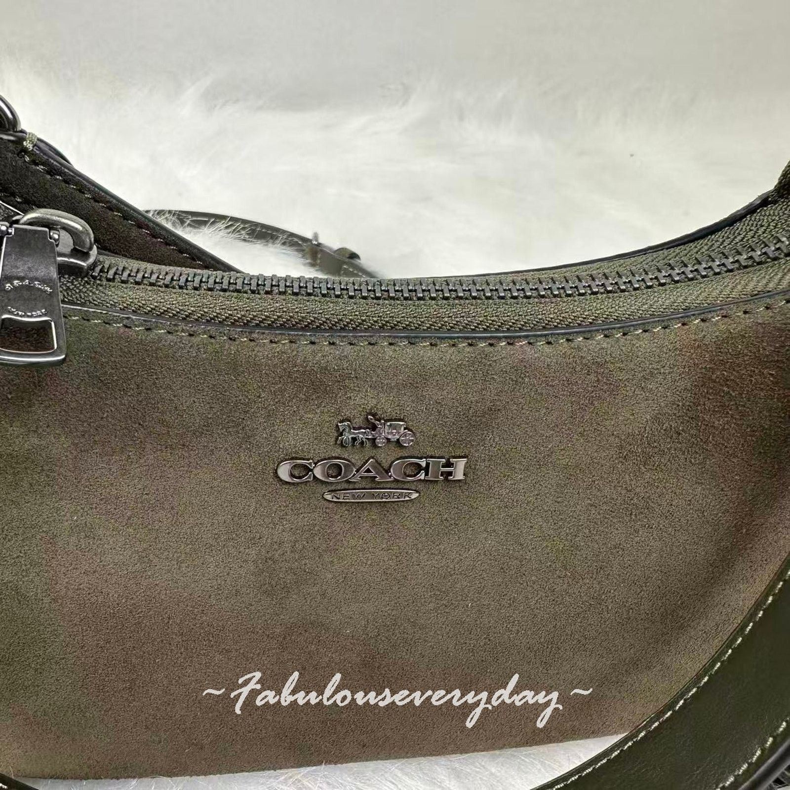 Coach Coach Teri Mini Shoulder/Crossbody Suede/Gunmetal/Army Green Size ONE SIZE - 7 Thumbnail